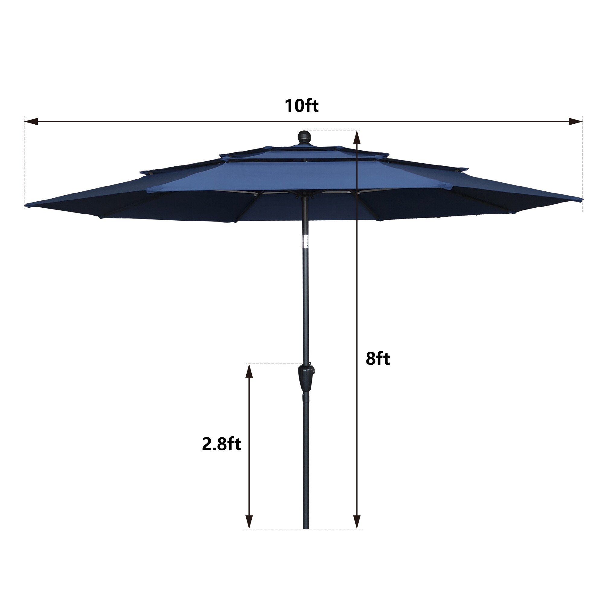 Clihome 10-ft Navy No-tilt Market Patio Umbrella in the Patio Umbrellas ...