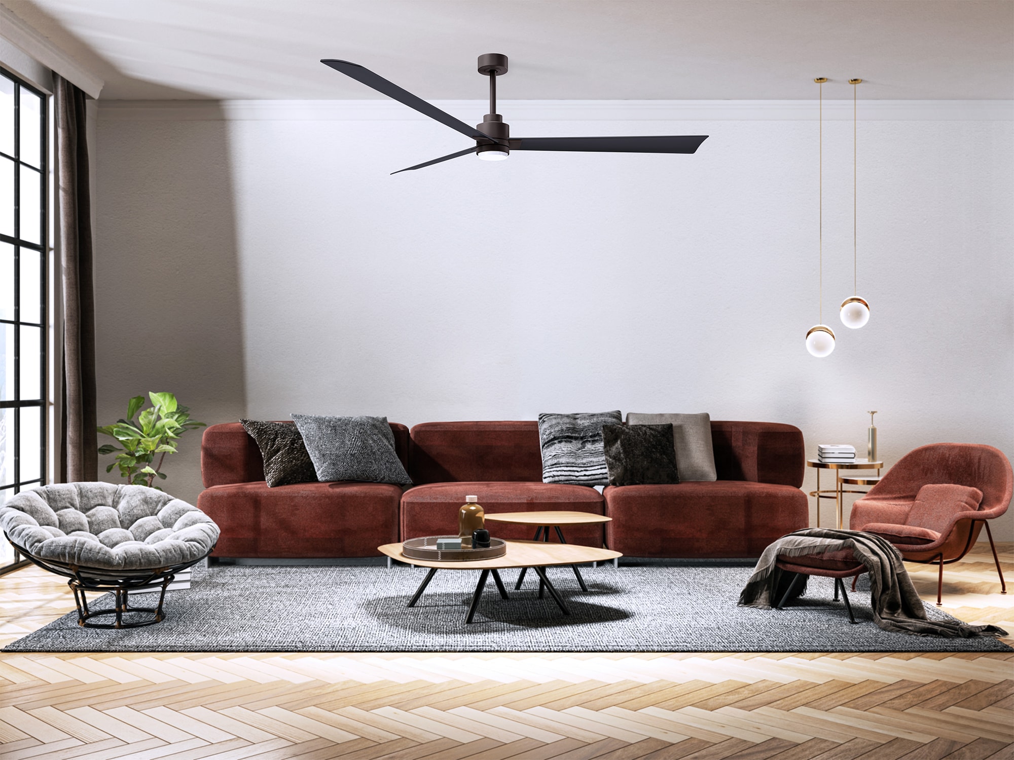 Alessandra 72'' Textured Bronze LED Ceiling Fan with Remote
