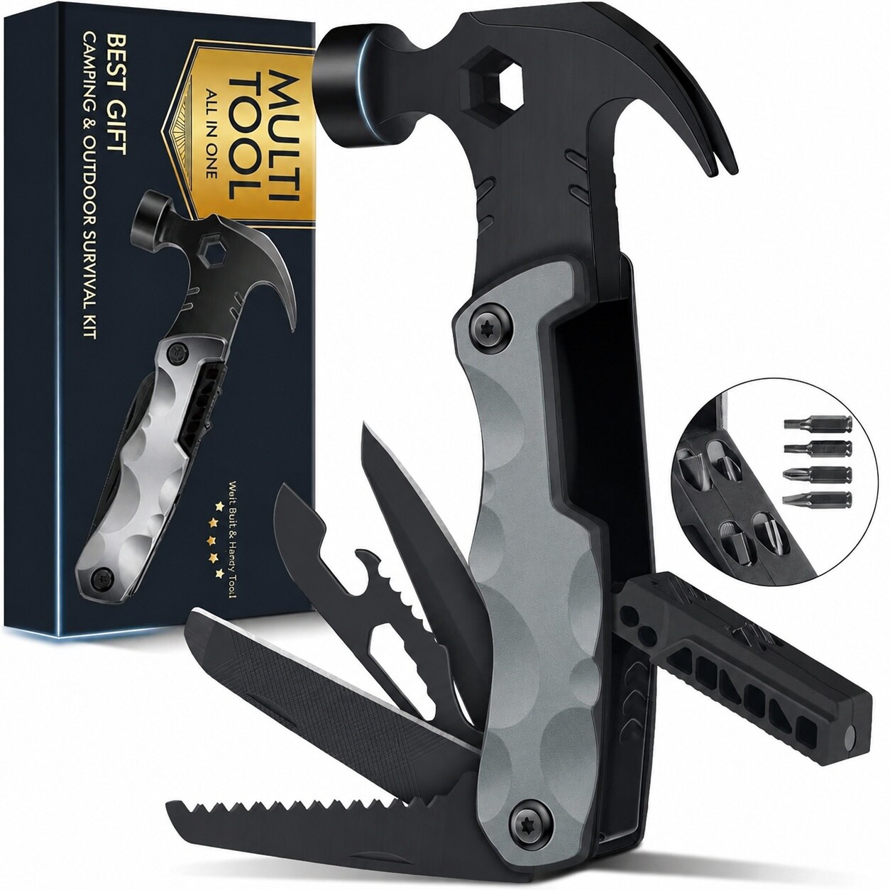 Etokfoks 13 in 1 stainless steel multitool hammer with pliers ...