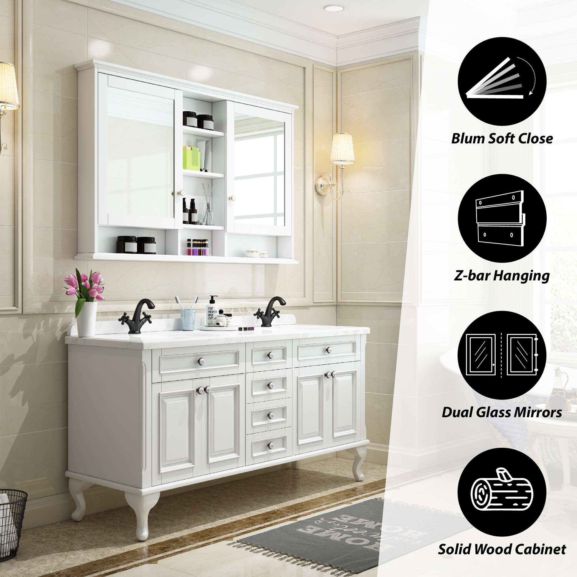 Forclover ALF-ME55WT Bathroom-Medicine-Cabinets - View #2