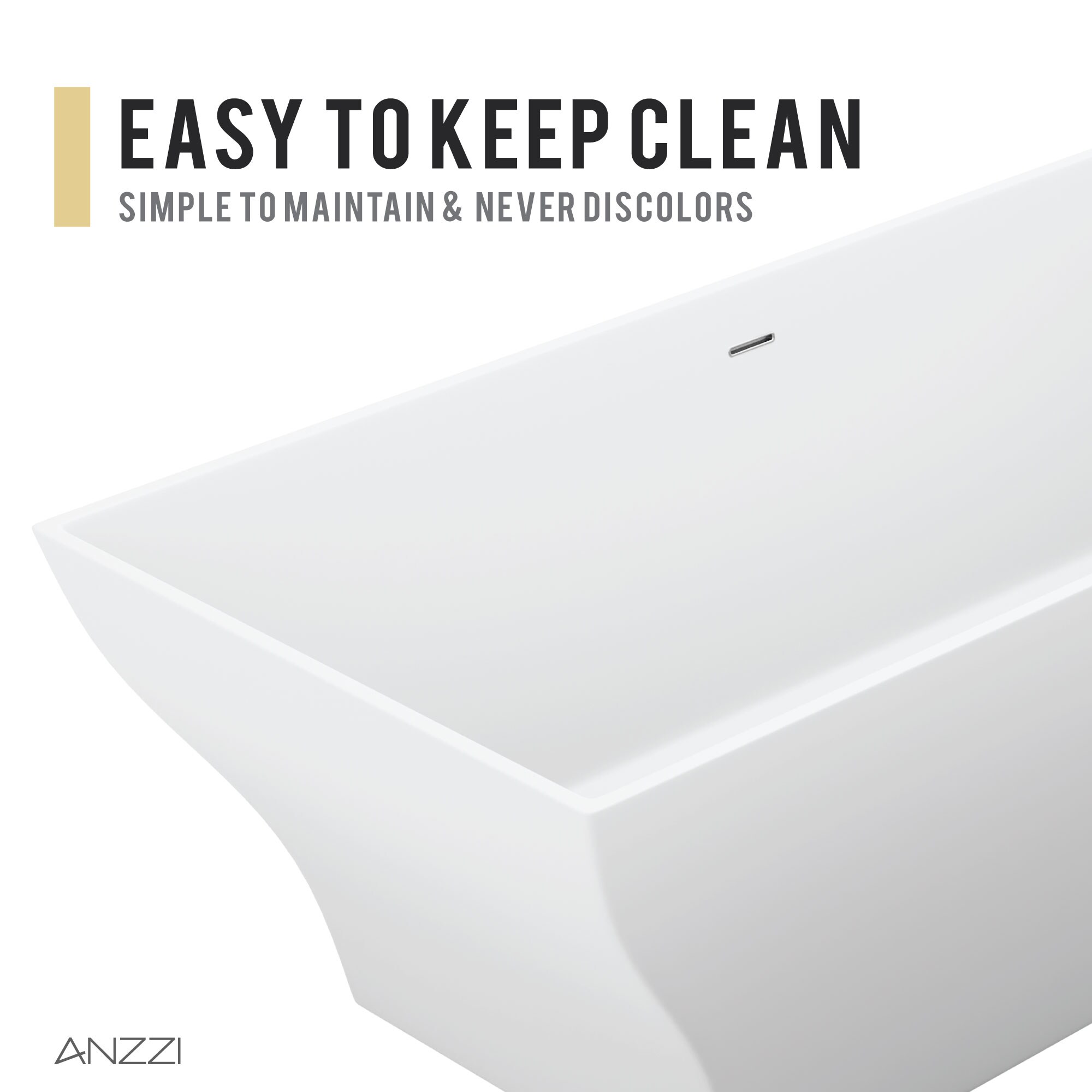 ANZZI Crema Series 31.5-in X 70.8-in Matte White Solid Surface ...