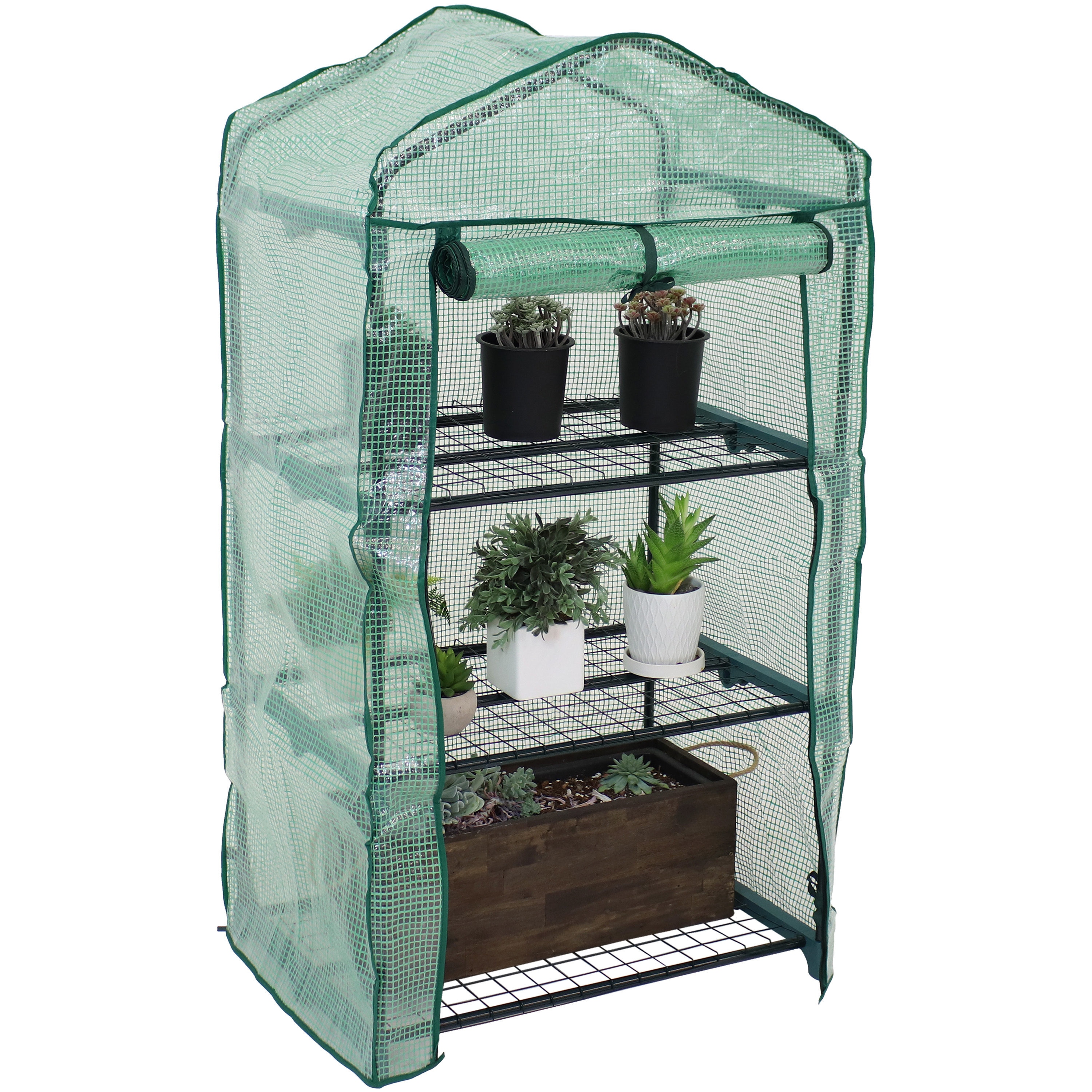 Sunnydaze Decor HGH-925 1.58-ft L x 2.25-ft W x 4.17-ft H Green Greenhouse Kit