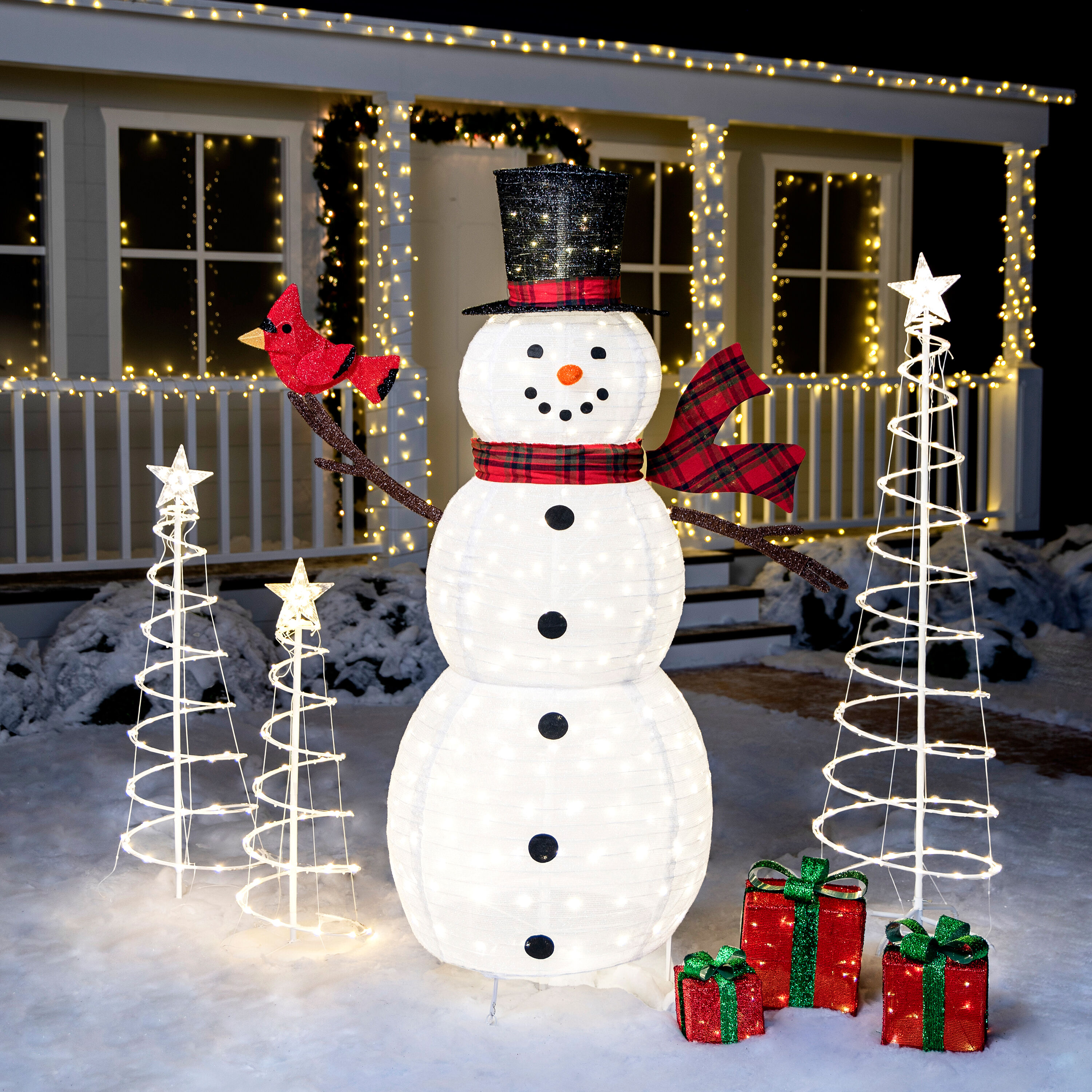 Joiedomi 72-in Snowman Free Standing Decoration With White LED Lights ...