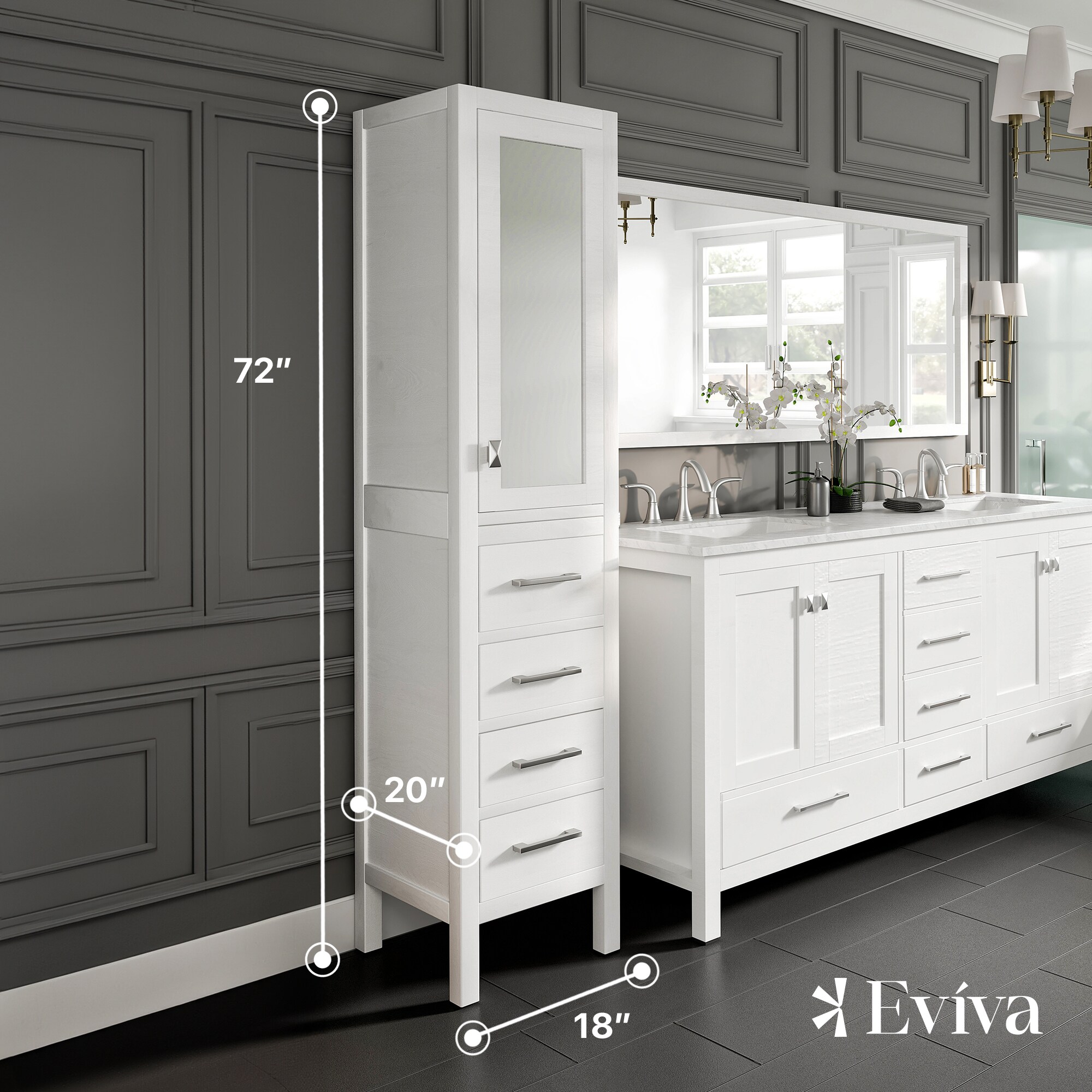 Eviva EVCB412-18WH Linen-Cabinets - View #2