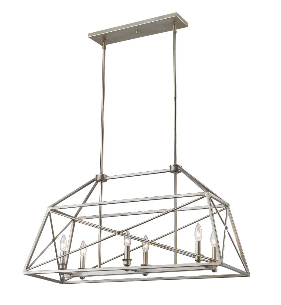 Z-Lite 447-36AS Trestle 6 -Light Antique Silver Modern/contemporary Linear Medium Hanging Pendant light