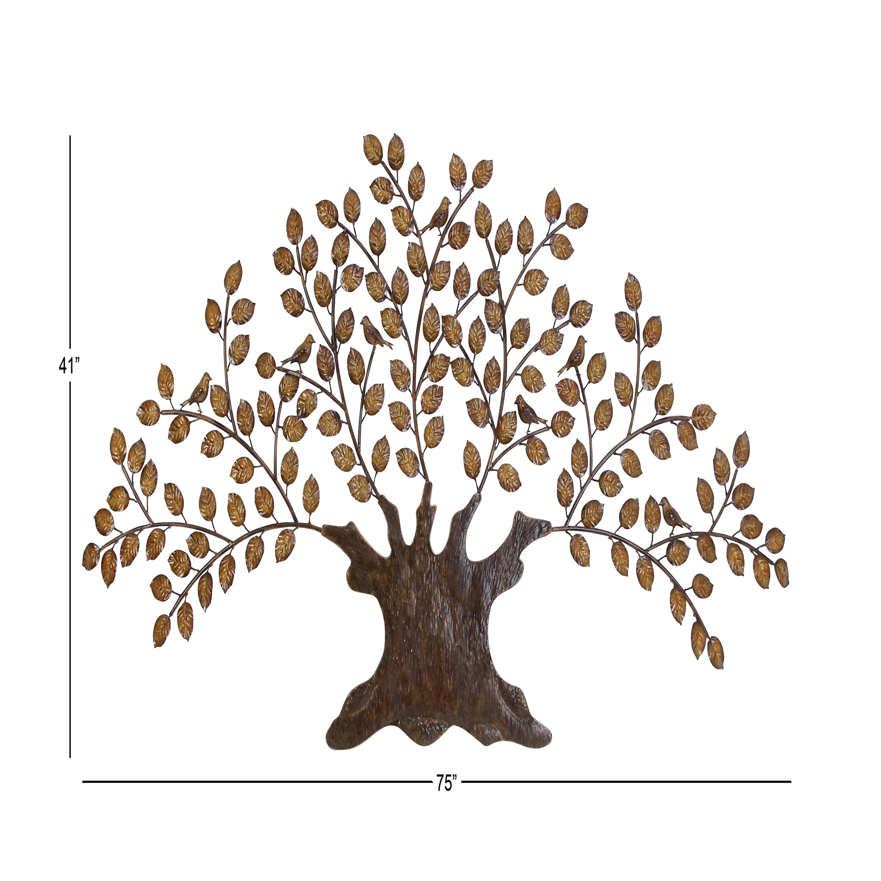 Grayson Lane 75-in W x 41-in H Metal Indoor/Outdoor Tree Floral Wall ...