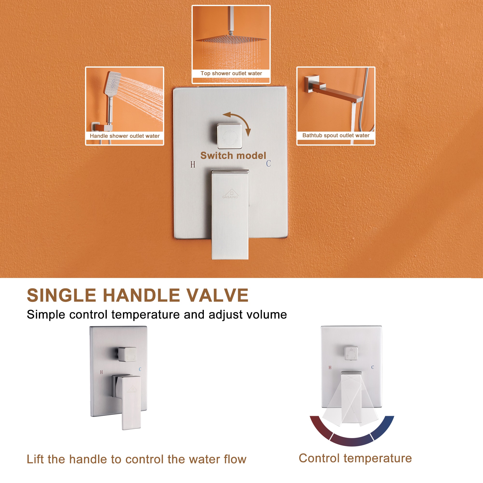 Clihome CL-024ORB-SL Showerhead-Bar-Panels - View #8