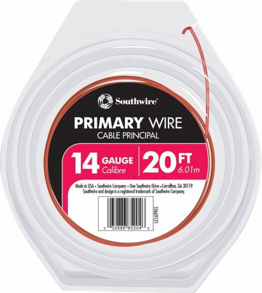 Red 25 Foot 20 AWG stranded hook-up wire