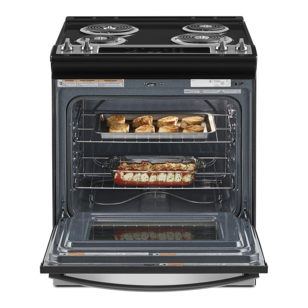 Midea 30-in Glass Top 5 Burners 6.3-cu ft Self-Cleaning Air Fry