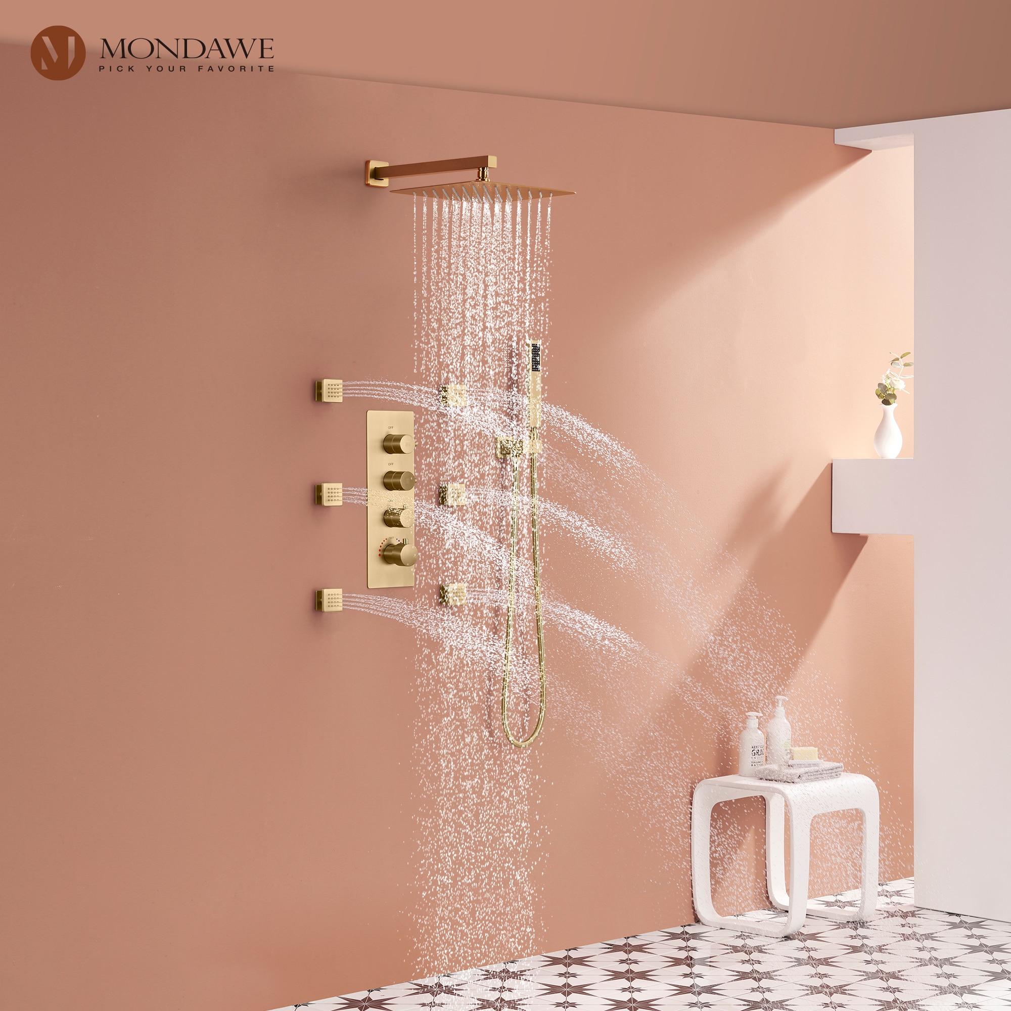 Mondawe WF6310-12BG-WM Showerhead-Bar-Panels - View #4