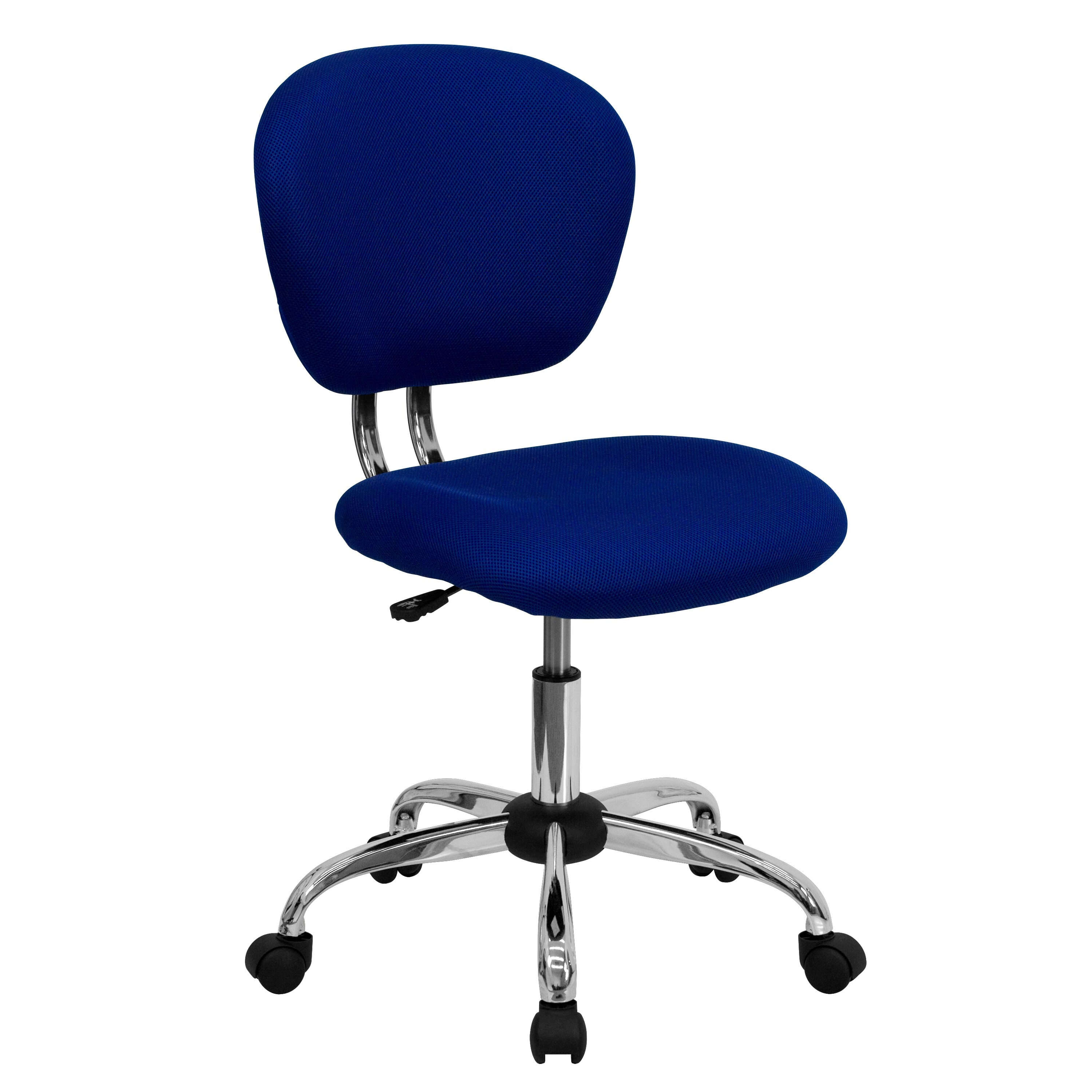 Blue Mesh Mid-Back Swivel Task Chair with Chrome Base