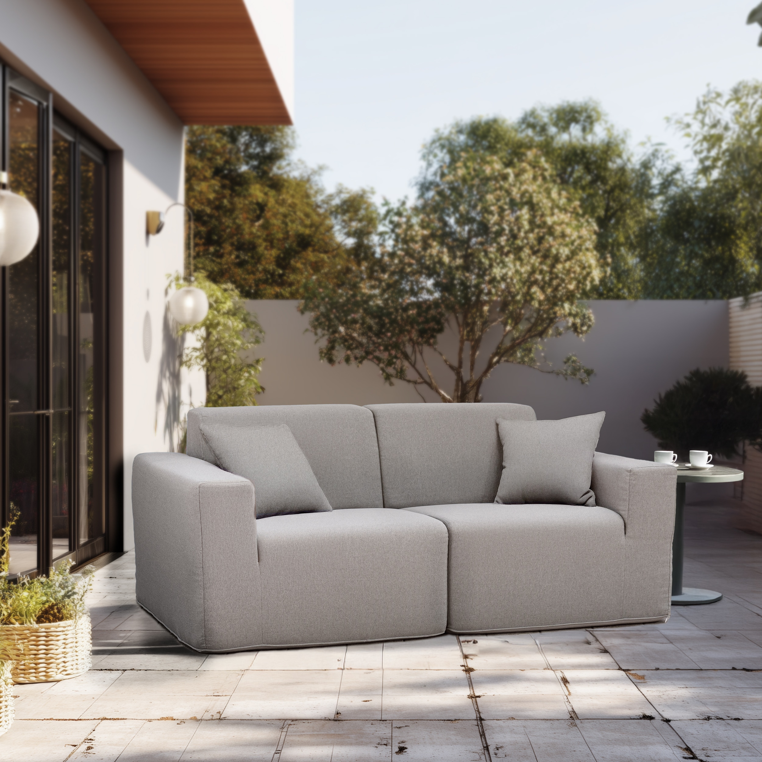 Deko Living COP30017SET Compressed Foam Sectional Sofas Outdoor Sectional with Gray Cushions
