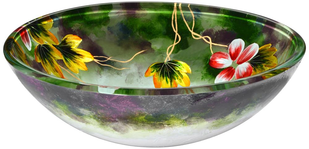 ANZZI Impasto Tempered Glass Vessel Round Modern Hand Painted Mural ...