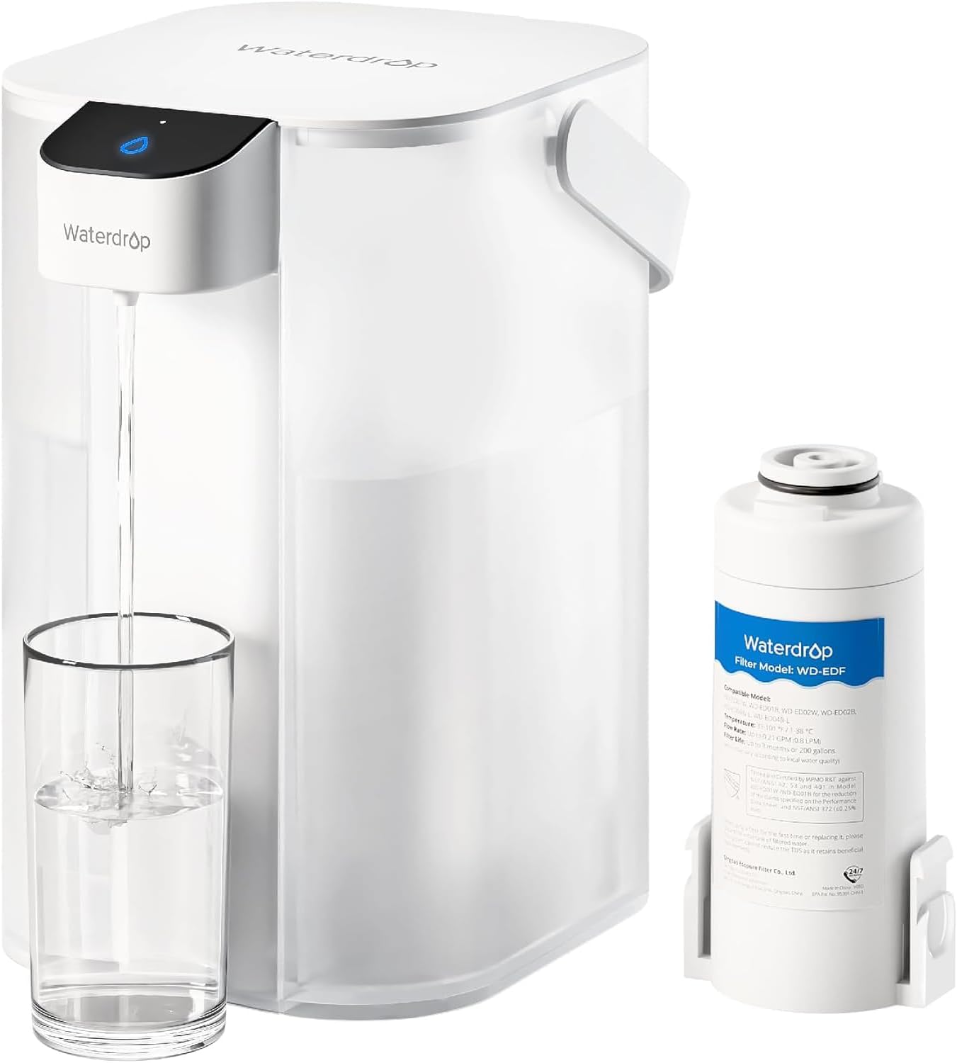 Waterdrop Water Filter Pitcher 18-Cup White Plastic Water filter pitcher #B-WD-ED01W-1ST