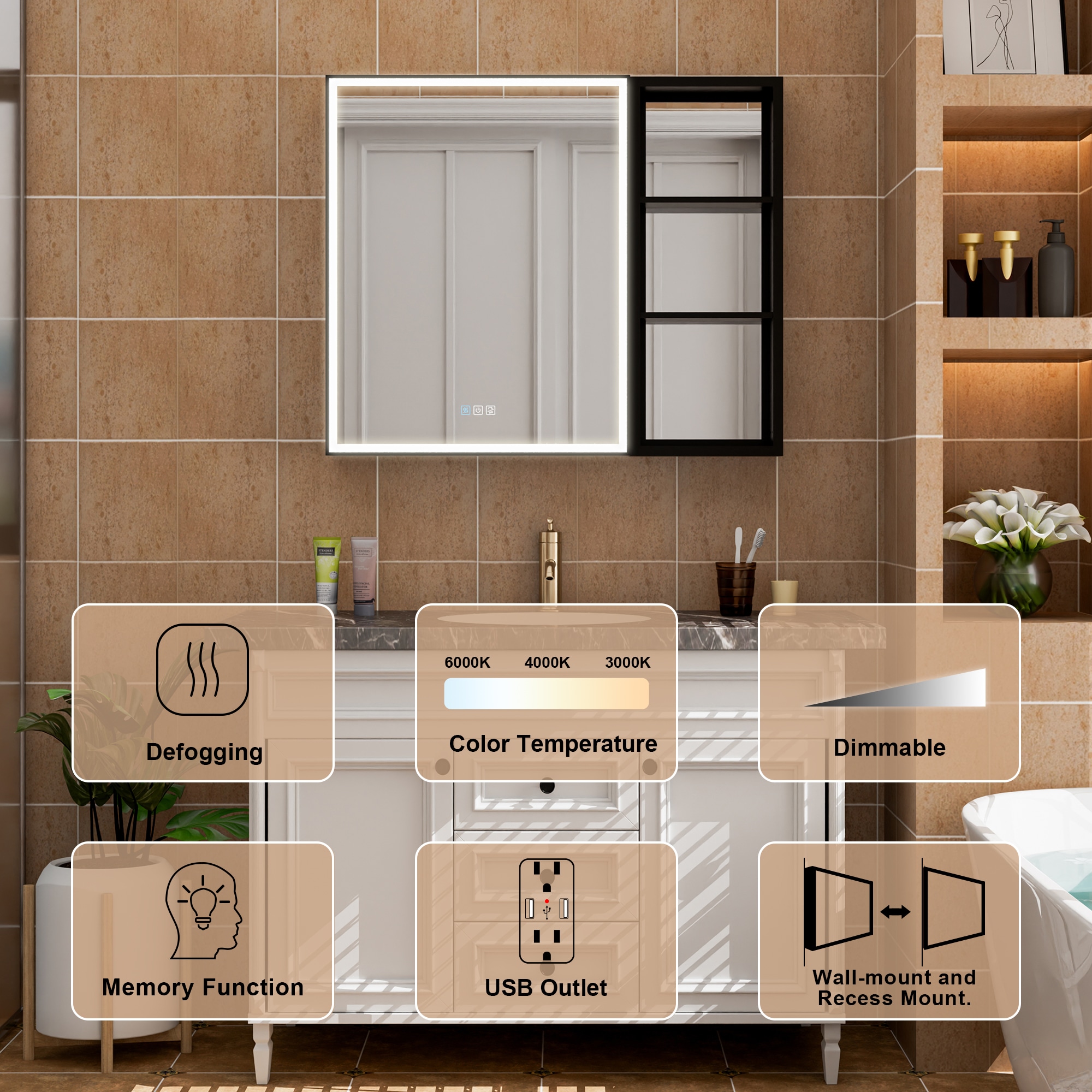 WELLFOR W12MCL2430L-MC Bathroom-Medicine-Cabinets - View #6