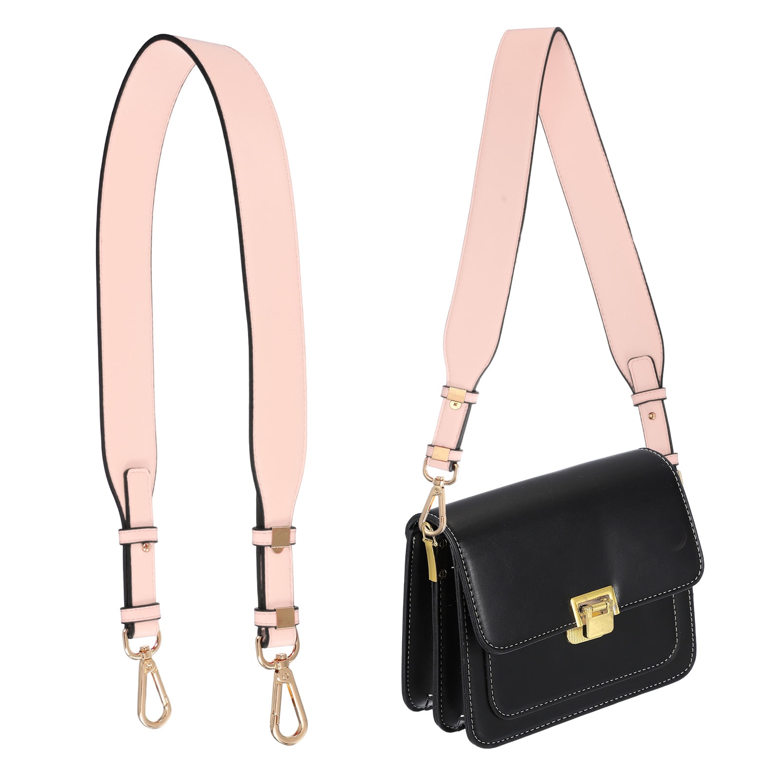 Unique Bargains Leather Purse Strap Replacement Crossbody 30-31.5 Inch Adjustable Bag Strap Purse Straps for Women Crossbody Bags Shoulder Bag Handbag Pink/Gold #S26050900UX3612