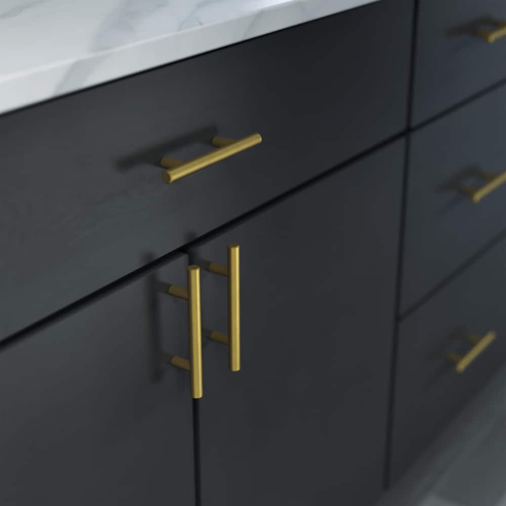 Brushed Brass Modern Wardrobe Closet Handles Black Large Cupboard Drawer  Pulls