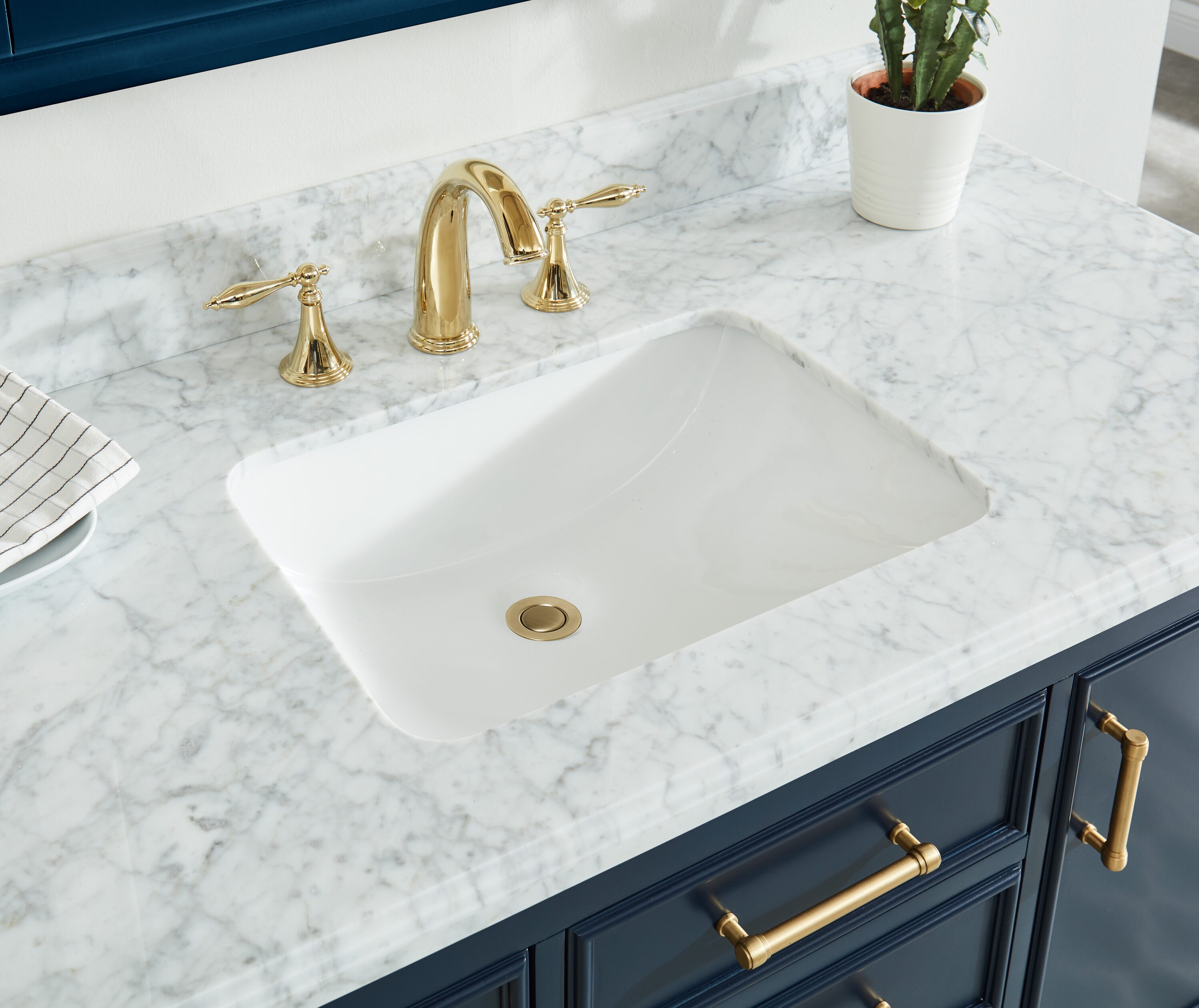 Allen + Roth Presnell 61-in Dove White Double Sink Bathroom Vanity with Carrara White Natural Marble Top | 261065