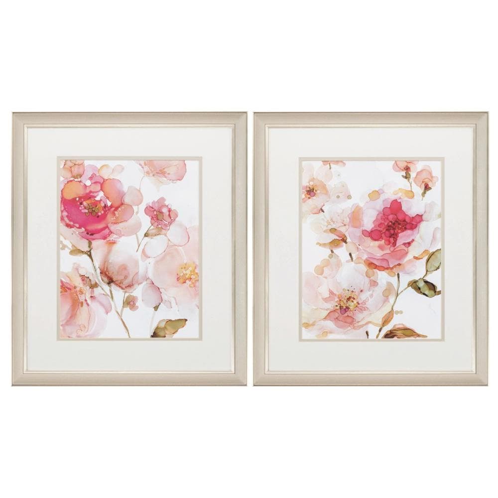 HomeRoots 18-in x 21-in Champagne Gold Color Frame Peonies Roses (Set ...