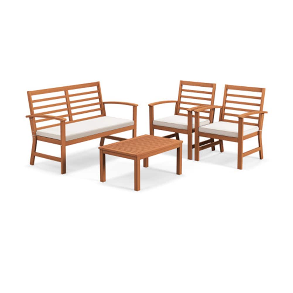 LIVIZA OUJ72078WH 4 -Piece Patio Conversation Set with Off-white Cushions