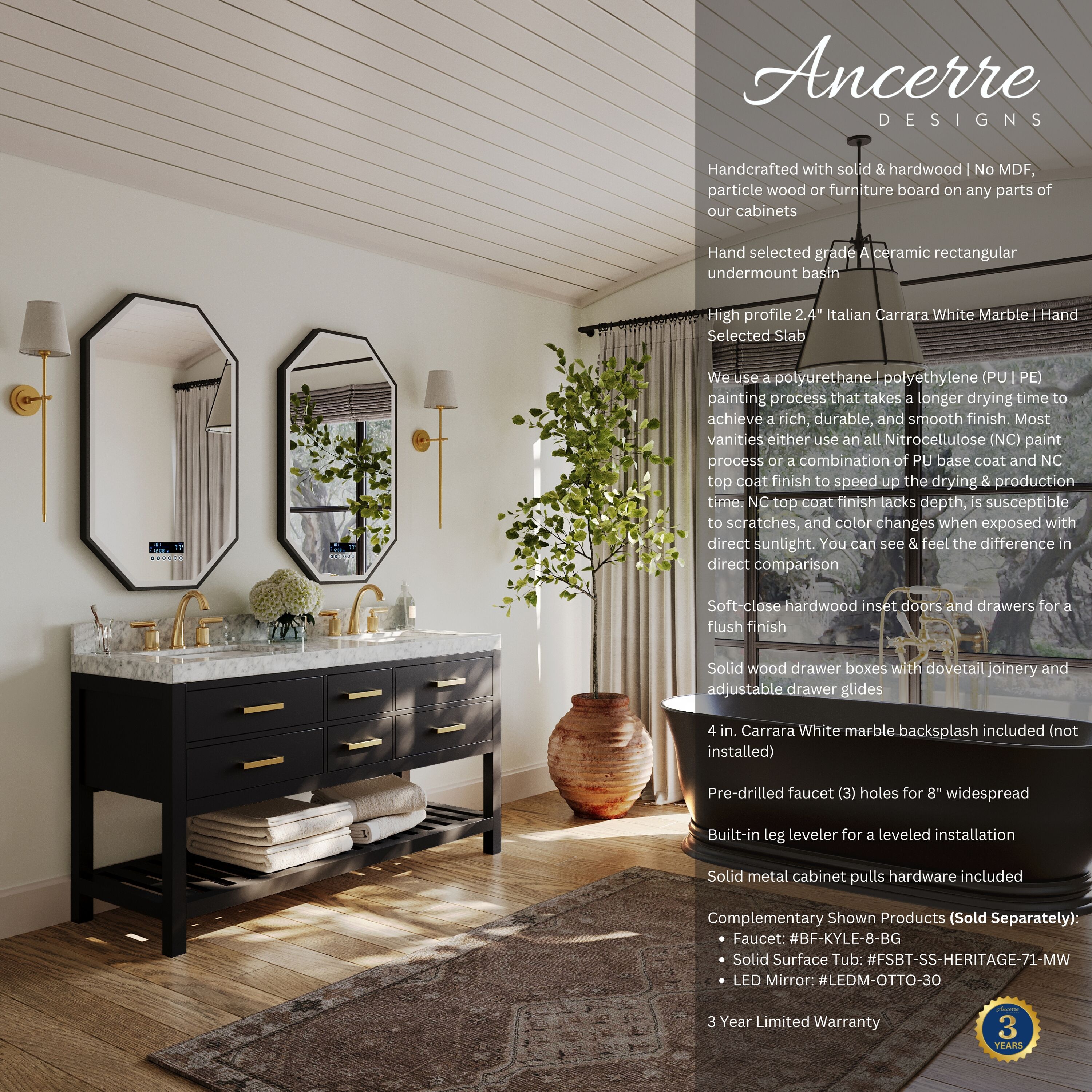 Ancerre Designs VTSELIZABETH60BOCWGD Bath-Vanity-Combo - View #2