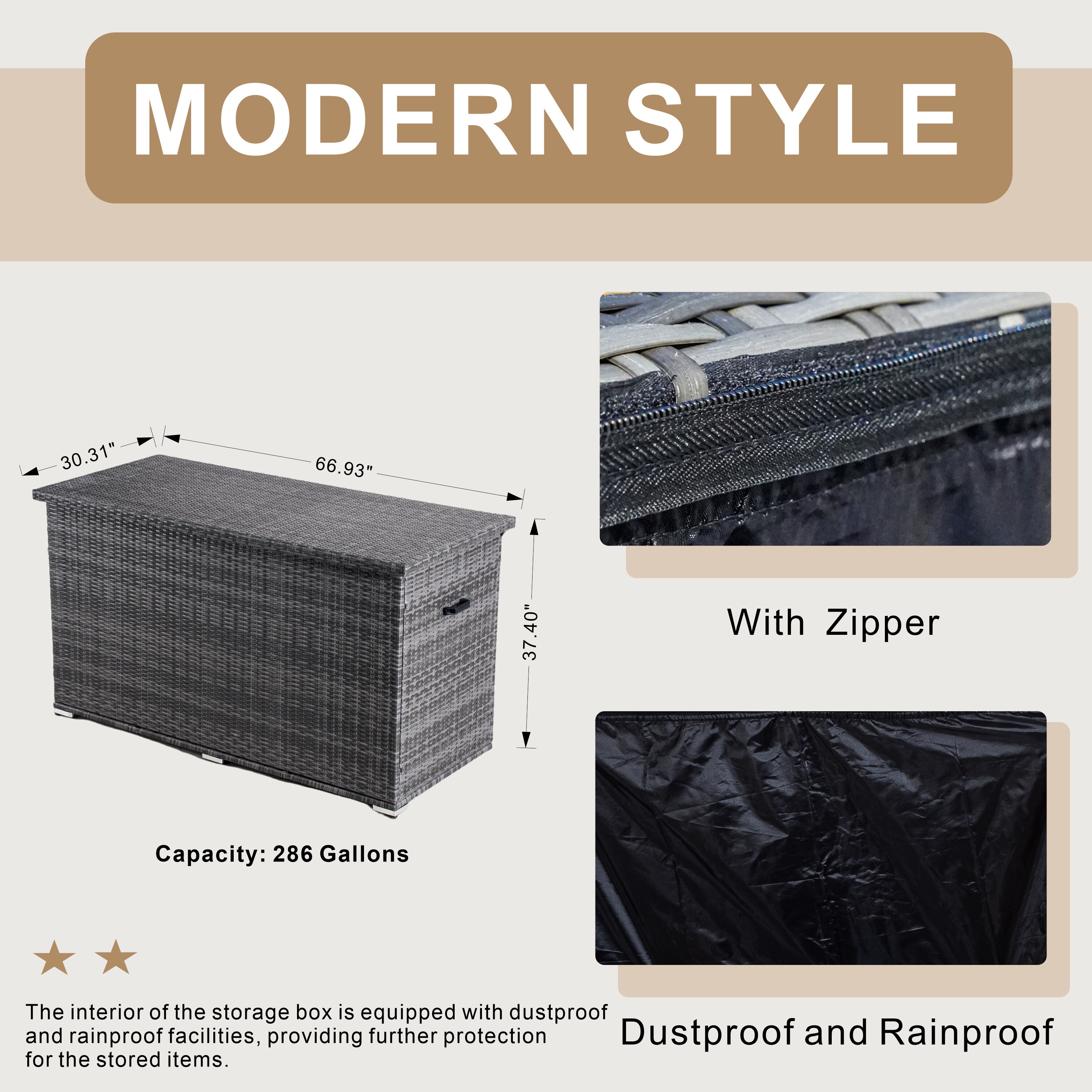 Moda Furnishings PA-3256B-GR Deck-Boxes - View #8