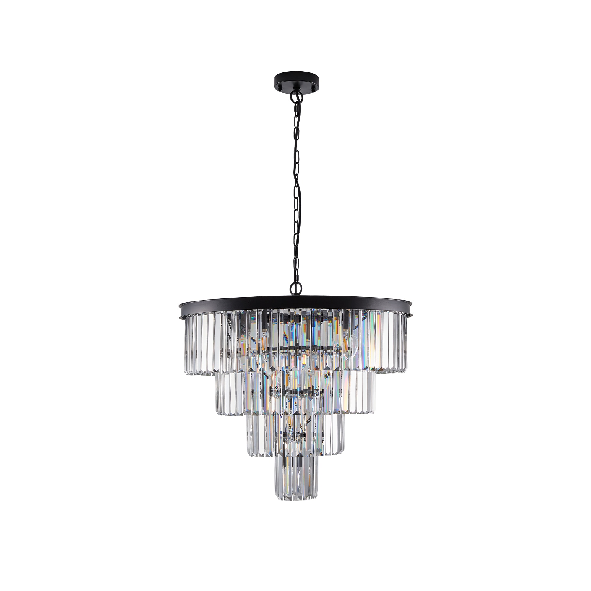 Ayelon 12 -Light Black Crystal Iron Chandelier
