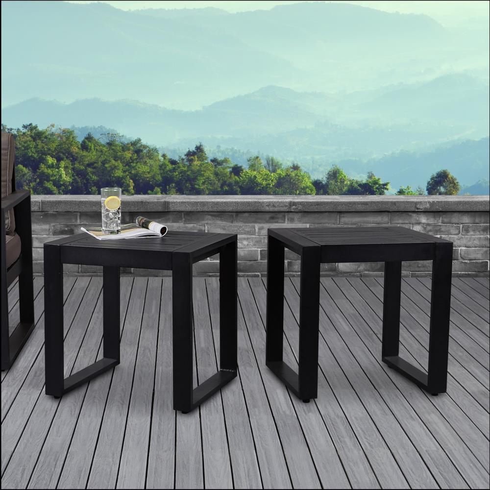 Baltic Black Aluminum 20" Outdoor Side Tables Set