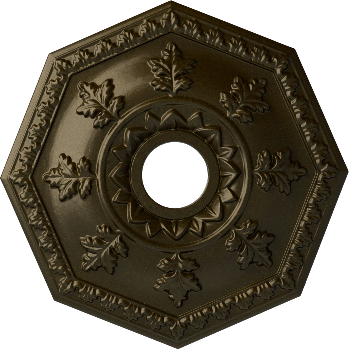 Ekena Millwork CM18NTGGS Nottingham 18-in W x 18-in L Painted Green Gold Polyurethane Whole Ceiling Medallion