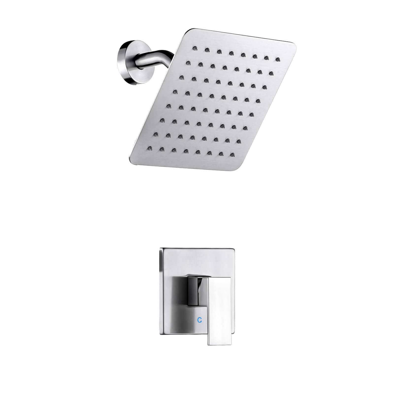 ALEASHA Single Handle 1-Spray Square Shower Faucet 1.8 GPM with Pressure Balance Brass Rough-In Valve in Brushed Nickel