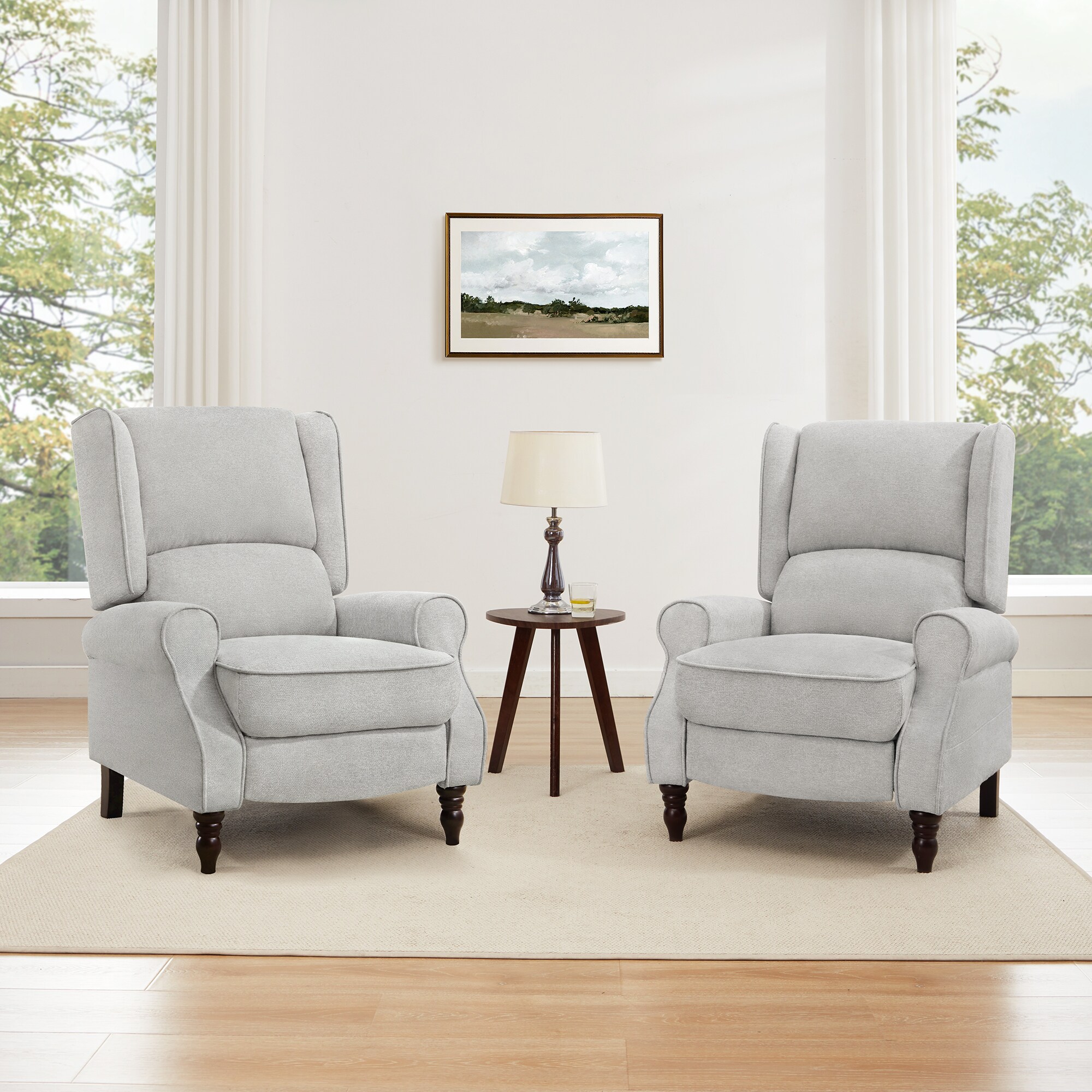 LUE BONA 2SN-007-08LS Gray Linen Upholstered Tufted Recliner