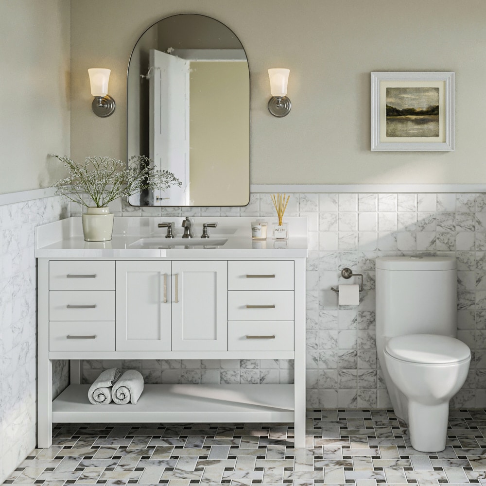 ARIEL S049SWQRVOWHT Magnolia 49-in White Undermount Single sink Bathroom Vanity with Pure White Quartz Quartz Top