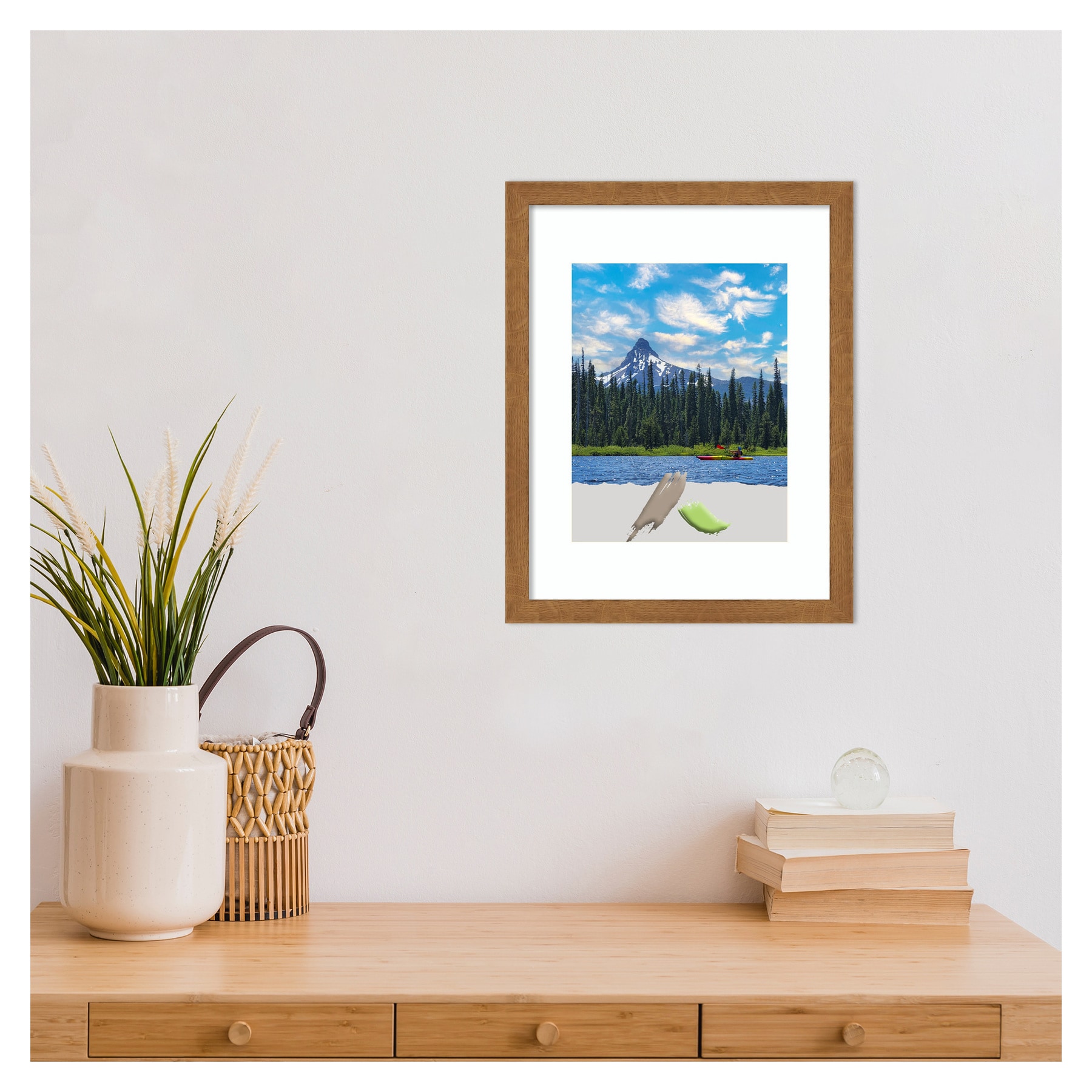 Carlisle Blonde Narrow Wood Picture Frame 11x14 with White Mat