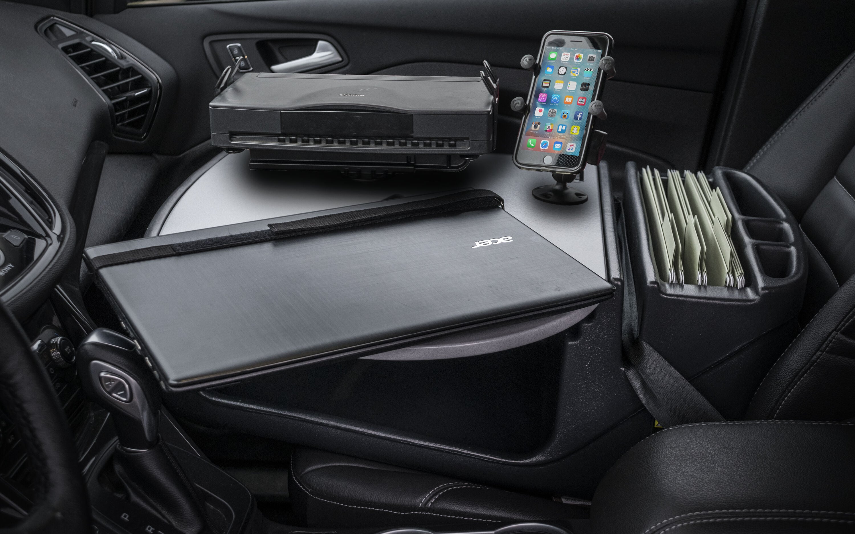 AutoExec Roadmaster Car Desk with X-Grip Phone Mount - Black