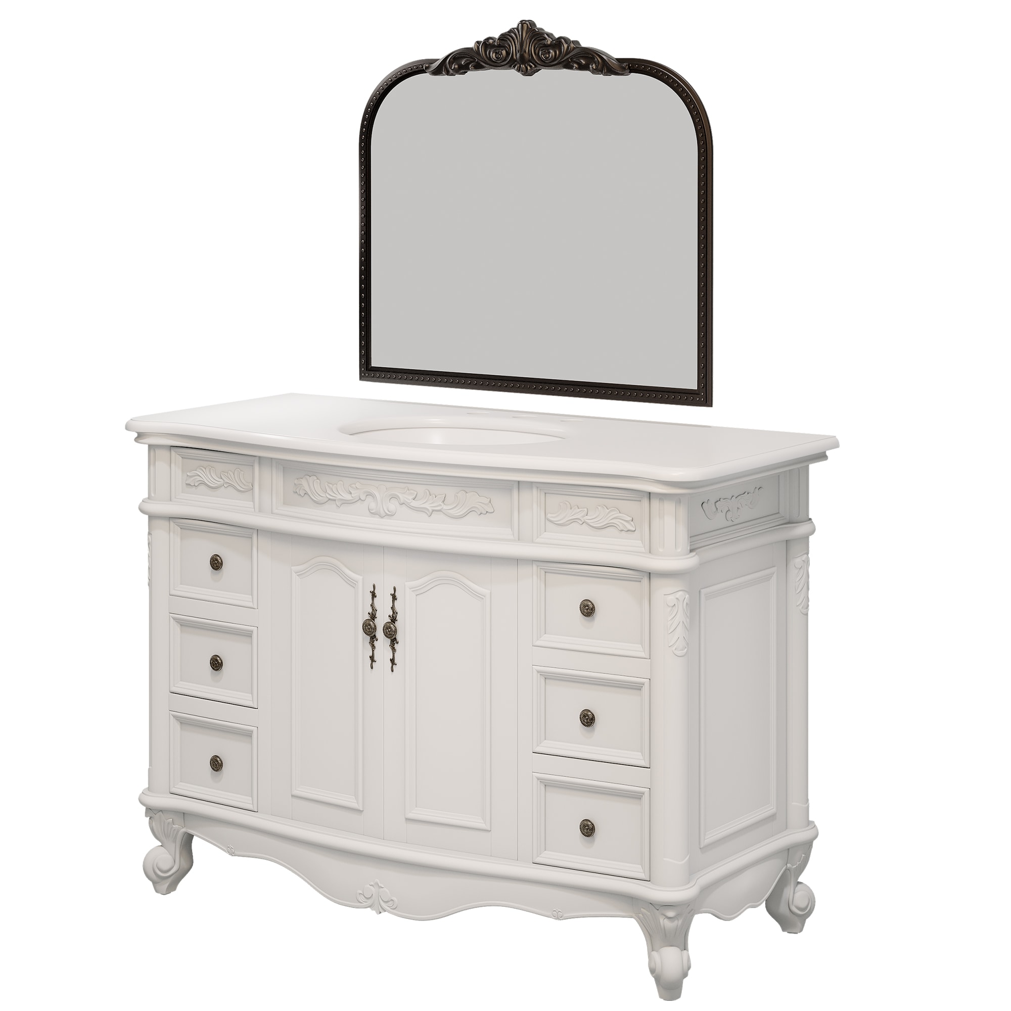 Antique White 48" Freestanding Single Vanity with Quartz Top