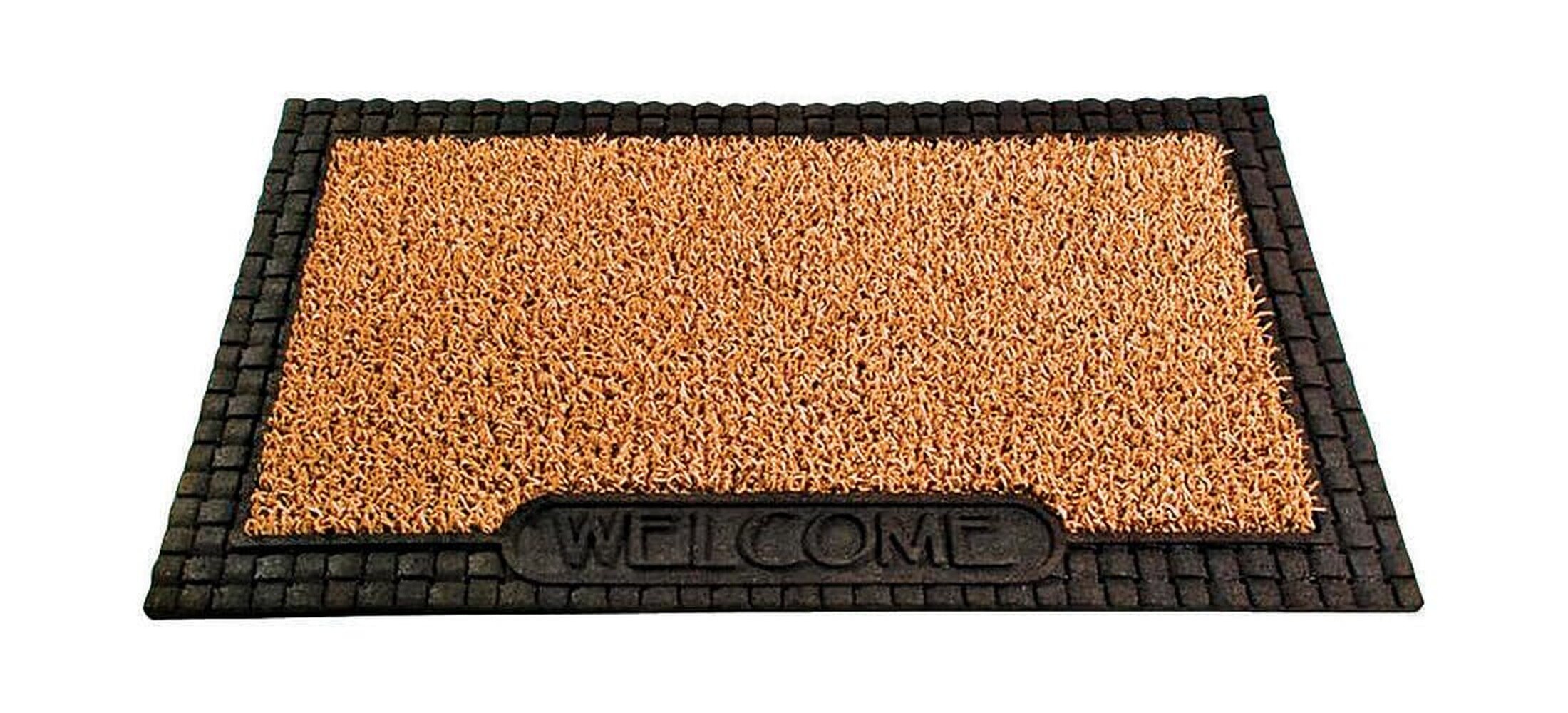 GrassWorx - Genuine AstroTurf Welcome Door Mat 18 in. x 30 in. Black/Brown