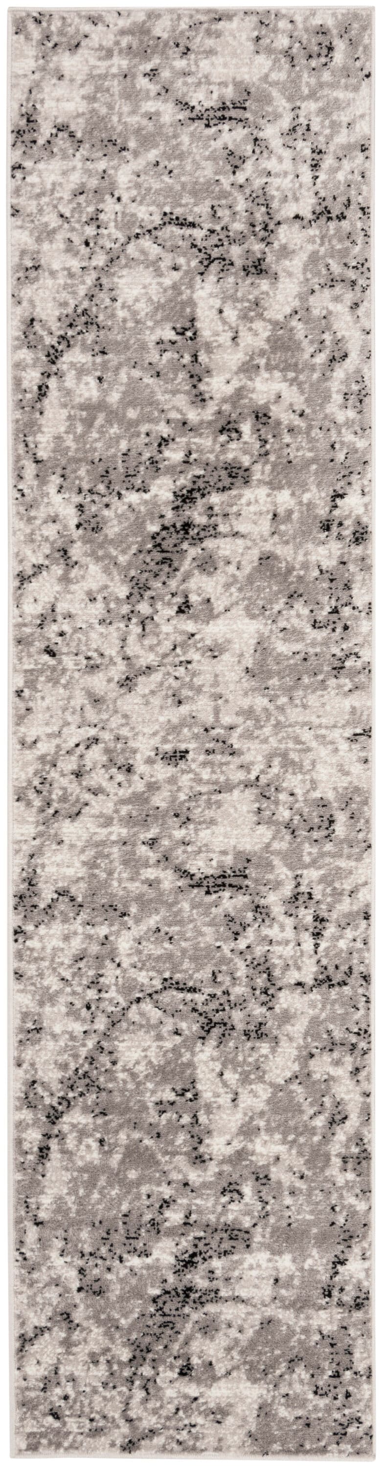 Reversible Gray Medallion 24" x 120" Synthetic Runner Rug