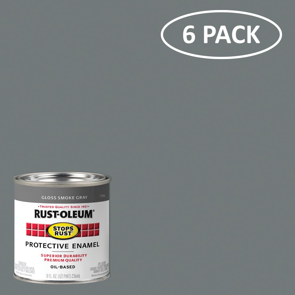 Rust-Oleum 7786730SOS Stops Rust Gloss Smoke Gray Interior/Exterior Oil-based Industrial Enamel Paint ( Half-pint )