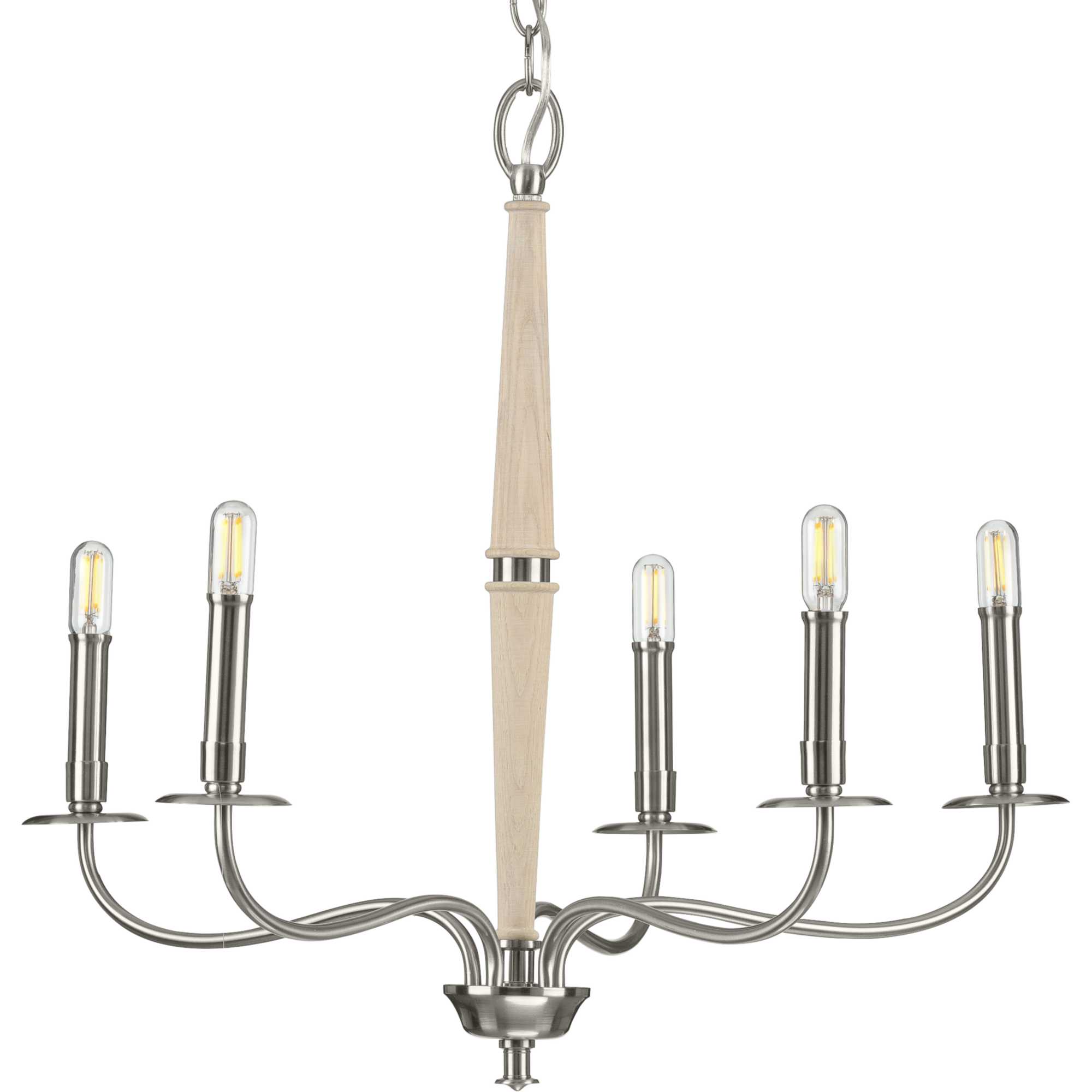 Progress Lighting Durrell 5 -Light Brushed Nickel Coastal For Use in Bedrooms, Dining Rooms, Foyers, Kitchens, Living Rooms Chandelier 2467464