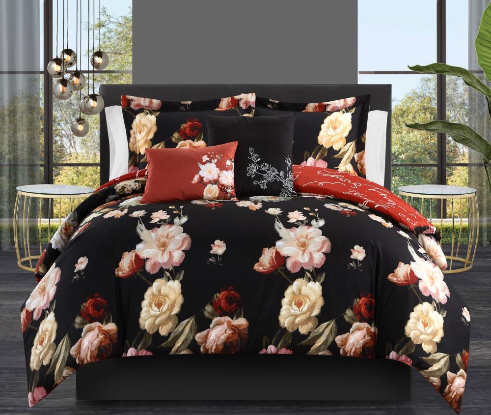 Chic Home Design Utopia 4-Piece Black Queen Duvet Cover Set in the Bedding  Sets department at