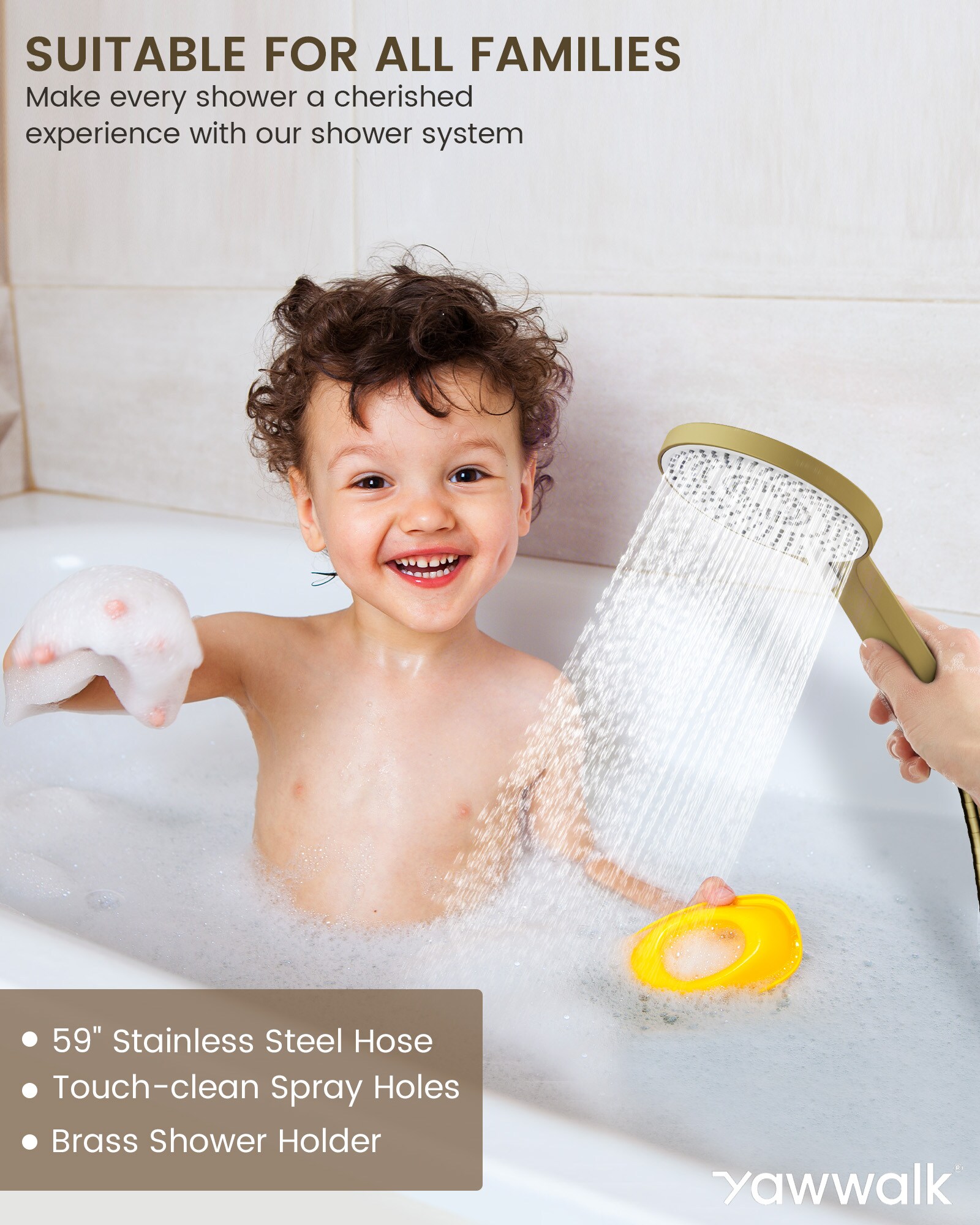 YAWWALK Y11W36-BG Showerhead-Bar-Panels - View #7