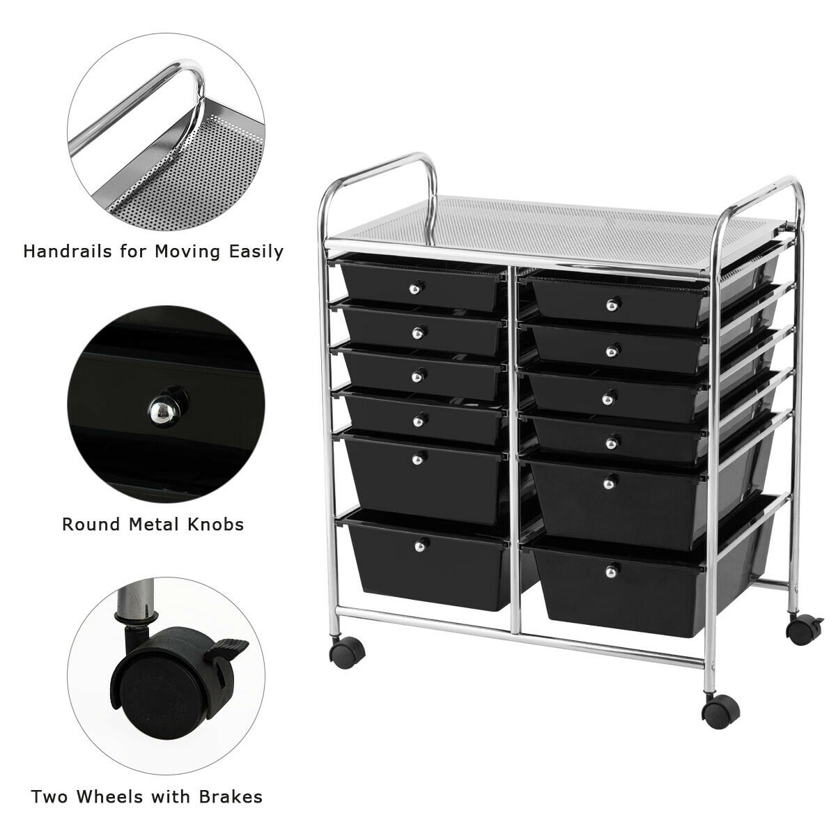 Black 5-Drawer Rolling Storage Bin