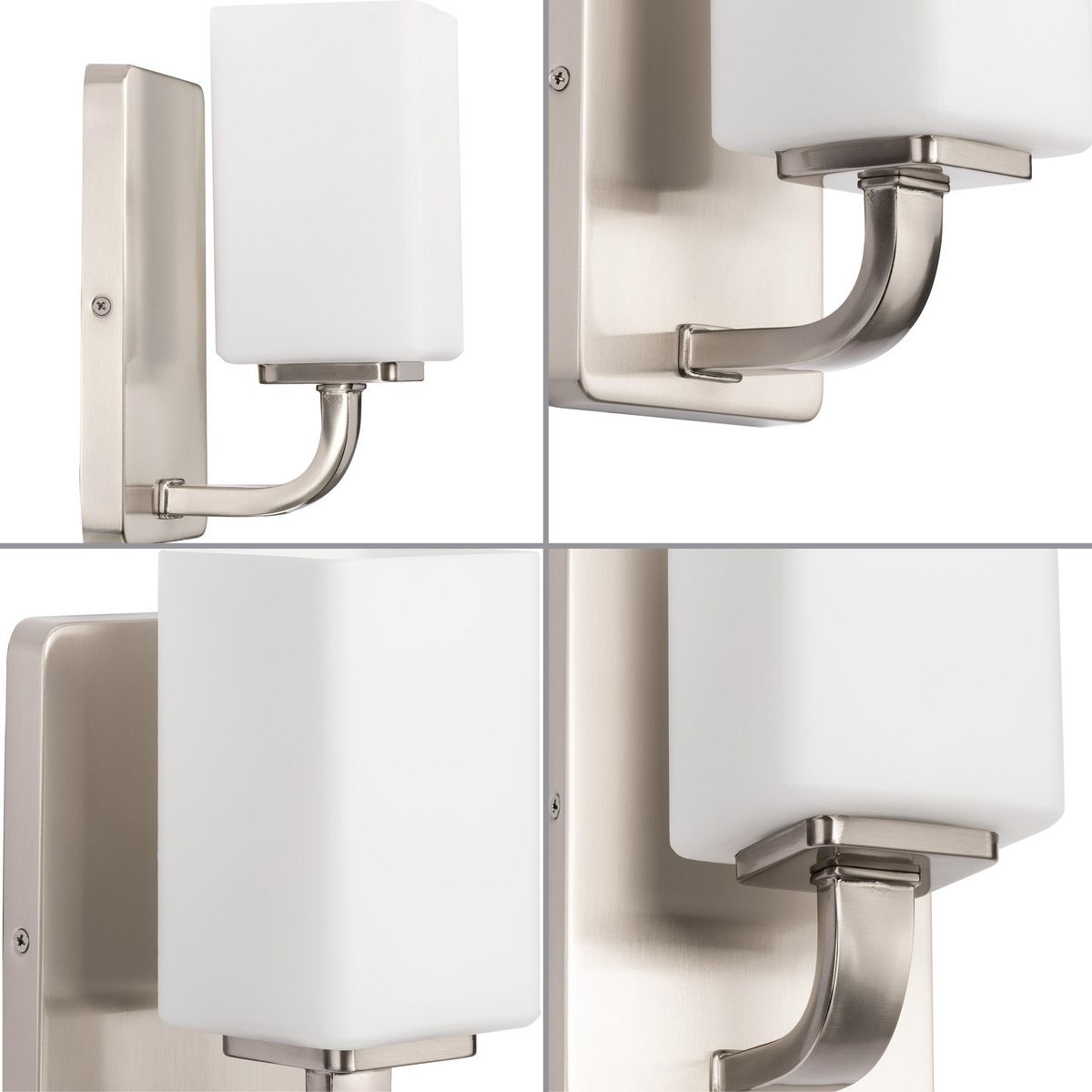 Brushed Nickel Cylinder Wall Sconce with Etched Opal Glass Shade