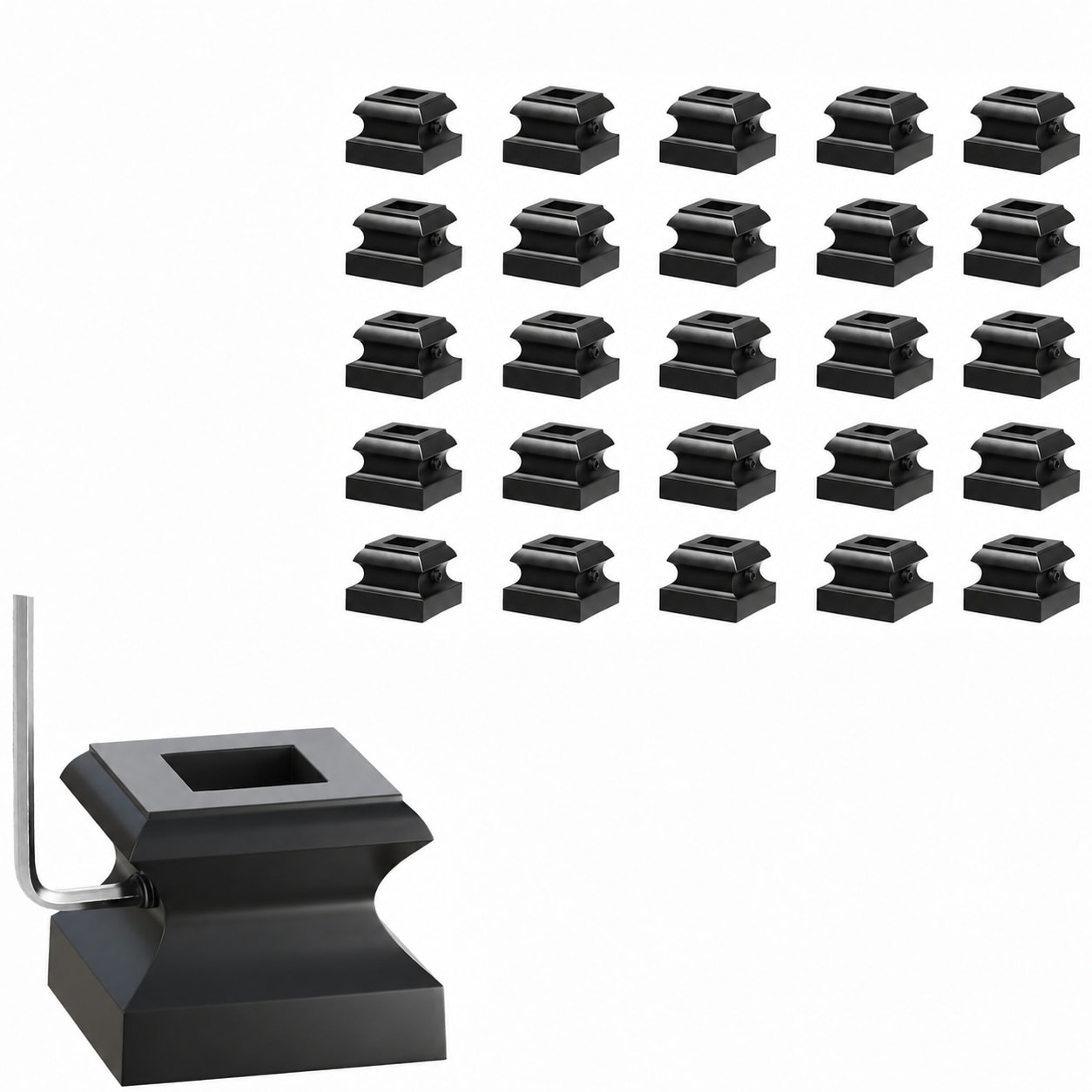 Aoibox  30 Pack Wrought Iron Baluster Shoes for 0 5 in Square Balusters Satin Black with Mounting Screws