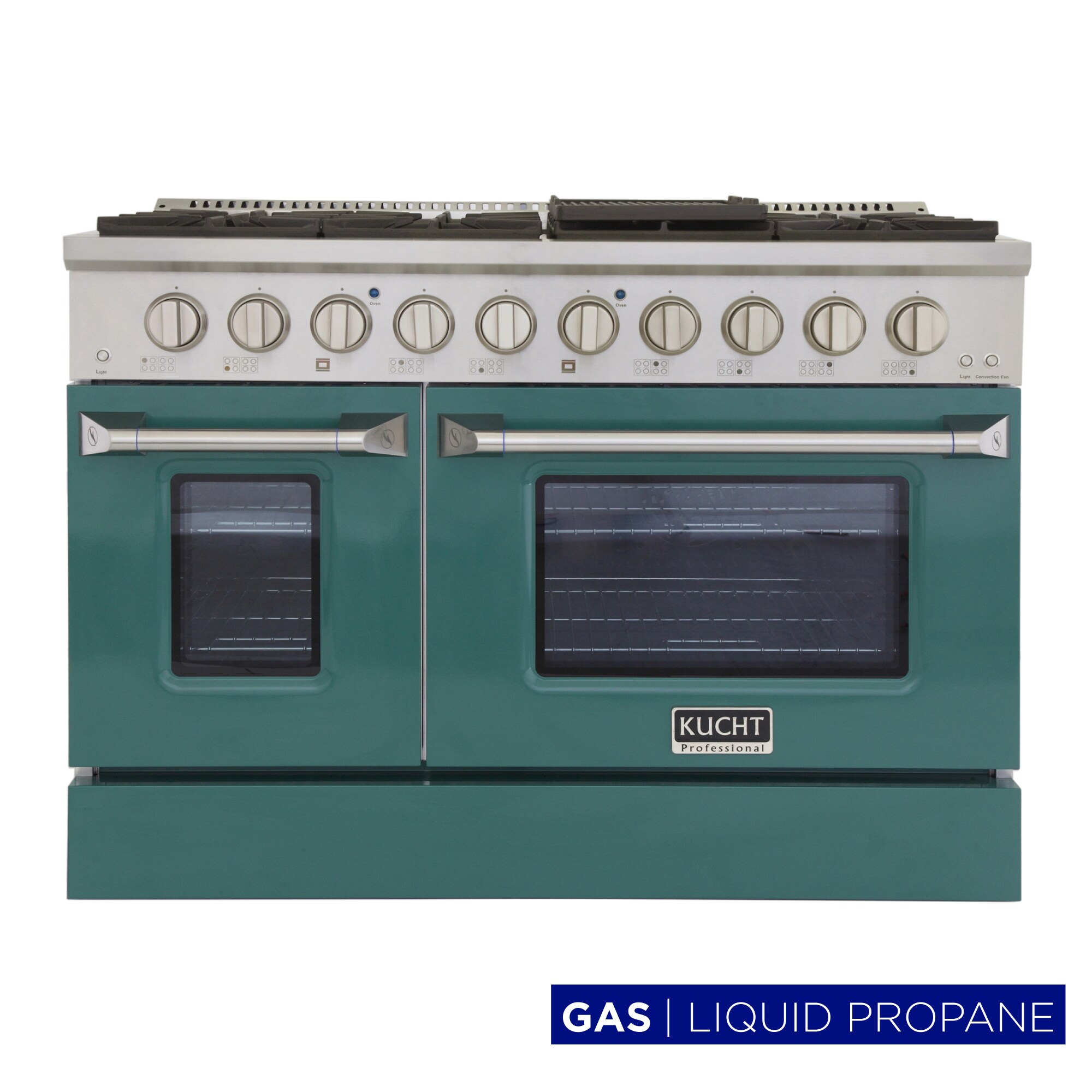 Kucht KNG481/LP-G KNG 48-in 8 burners 4.2-cu ft / 2.5-cu ft Convection Oven Freestanding Liquid Propane Double Oven Gas Range ( Green )