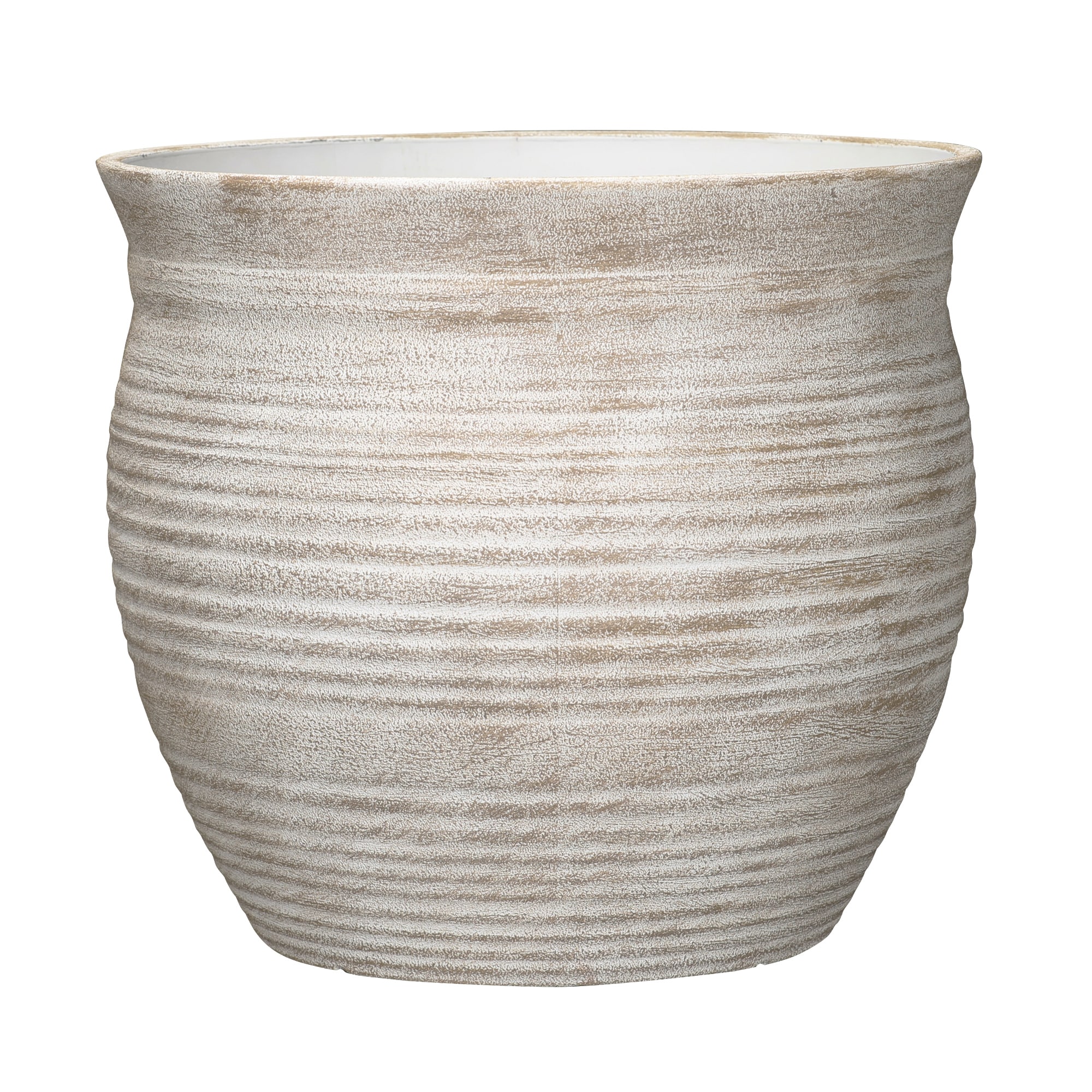 allen + roth PLJF115TTJ Round 14.65-in W Large Brown Recycled plastic Contemporary/Modern Indoor/Outdoor Planter with Drainage Holes