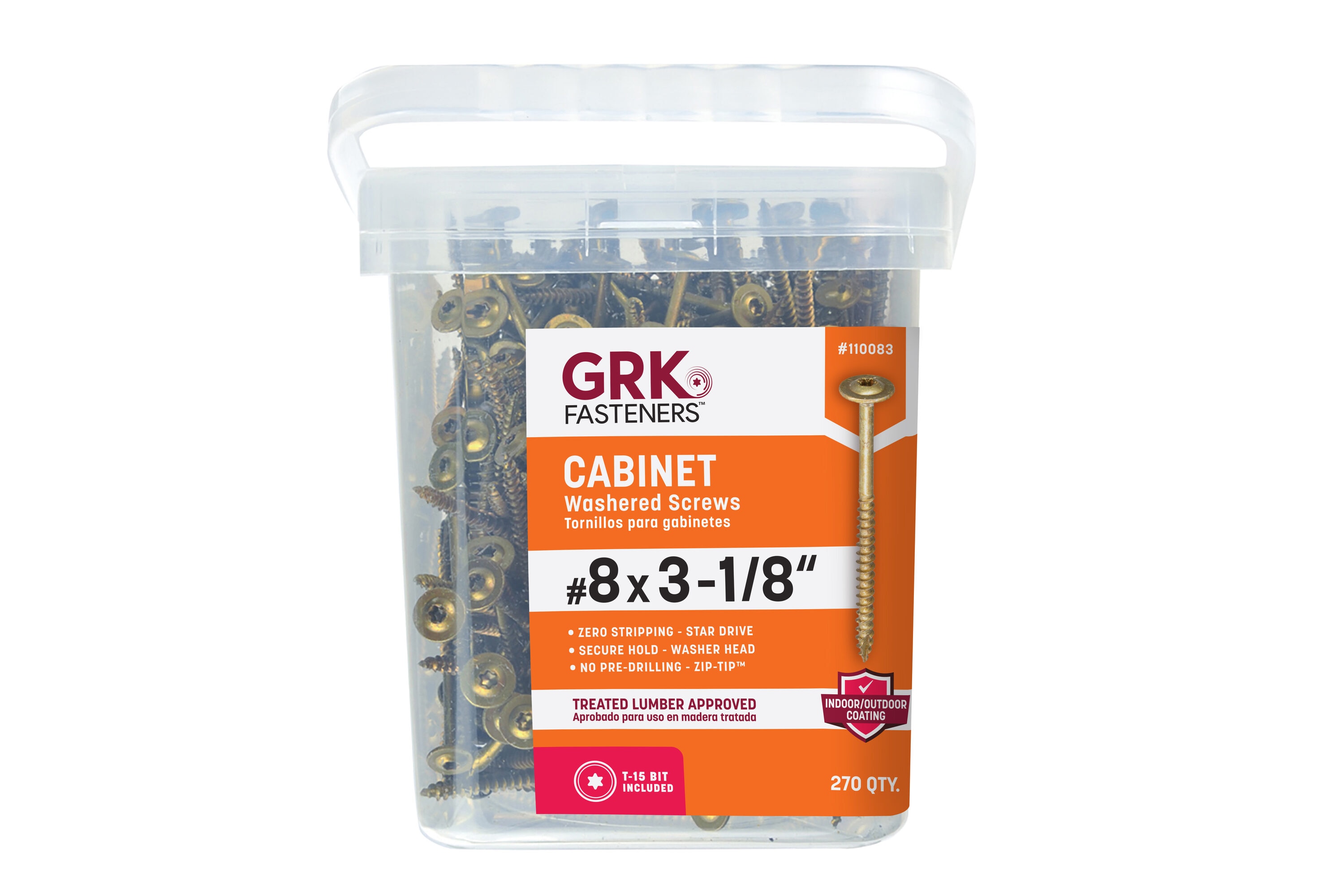 GRK 110083.0 #8 x 3-1/8-in Polymer Interior Cabinet mounting screws ( 270 -Per Box )