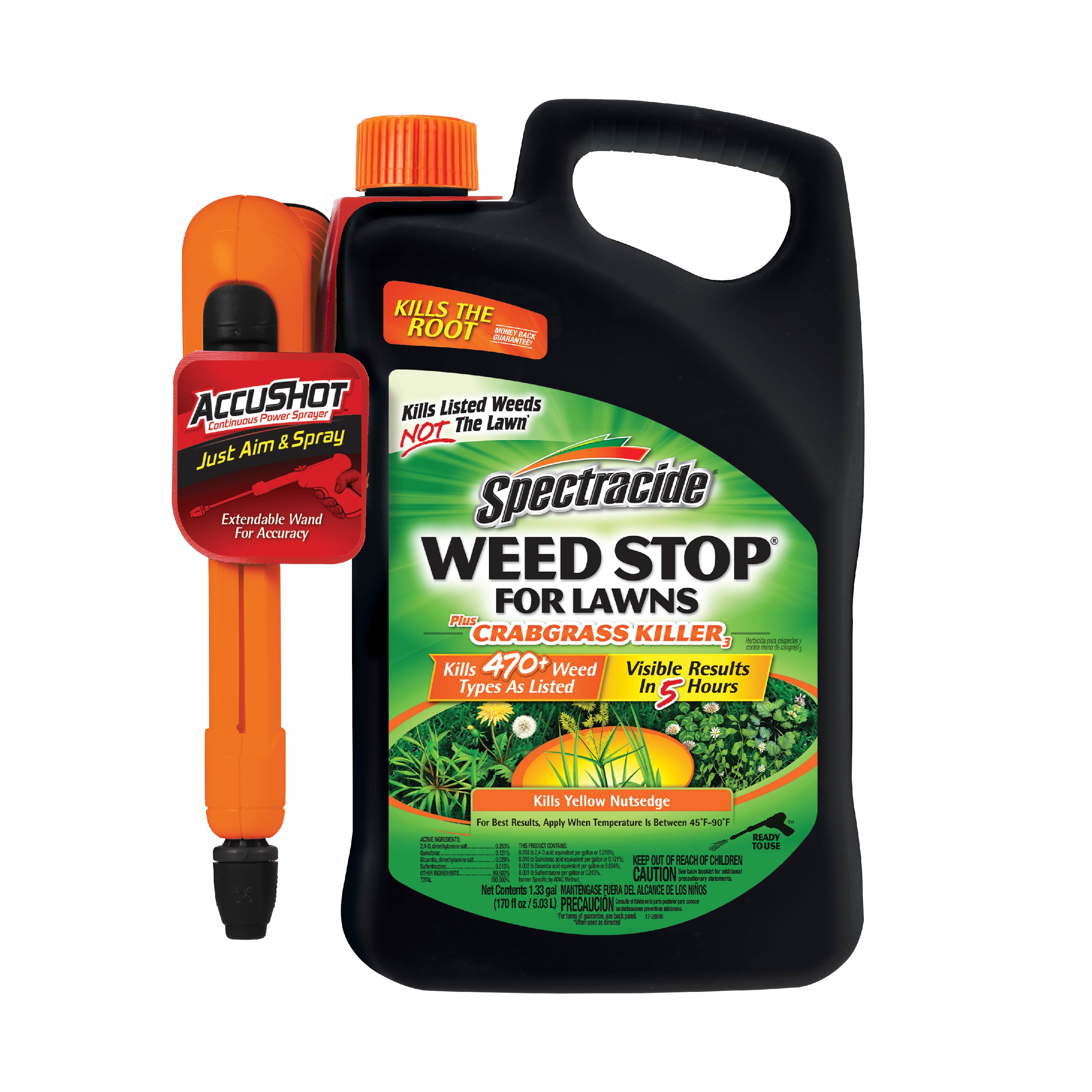 Spectracide HG-96588 AccuShot Weed Stop For Lawns Plus Crabgrass 1.33 -Gallon Ready to Use Lawn weed killer