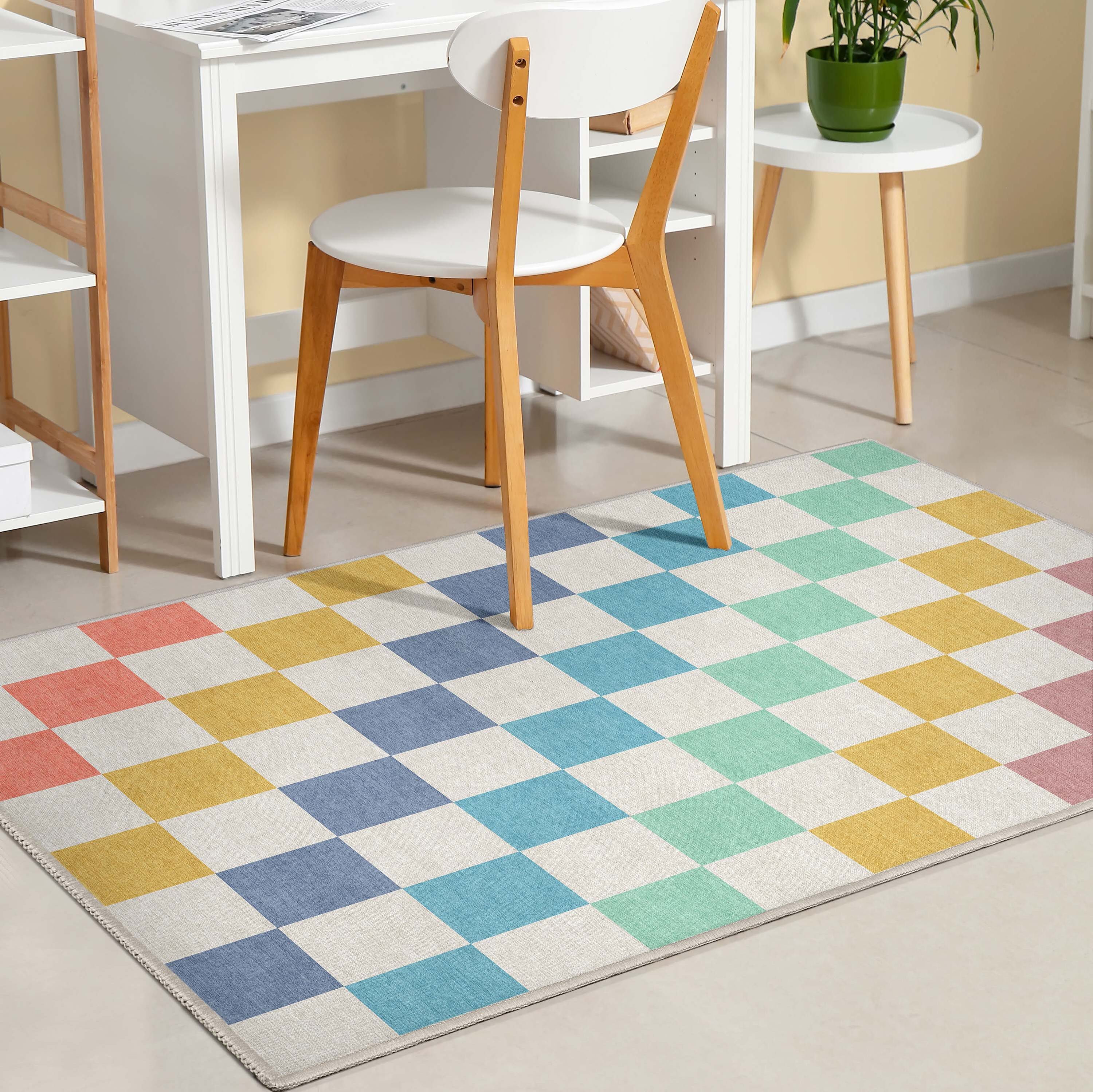 Well Woven W-SQR-01M-4 Apollo 3 x 5 (ft) Loomed Polyester Multi Rainbow Rectangular Indoor Geometric Mid-Century Modern Area rug