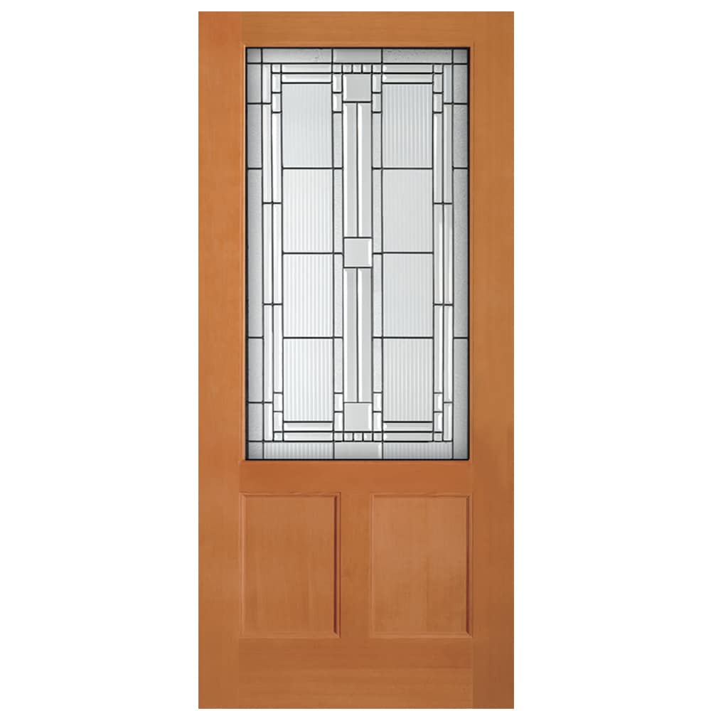 SIMPSON LO1000228 36-in x 80-in x Wood 3/4 lite Universal reversible Brown Unfinished Front Door Solid core